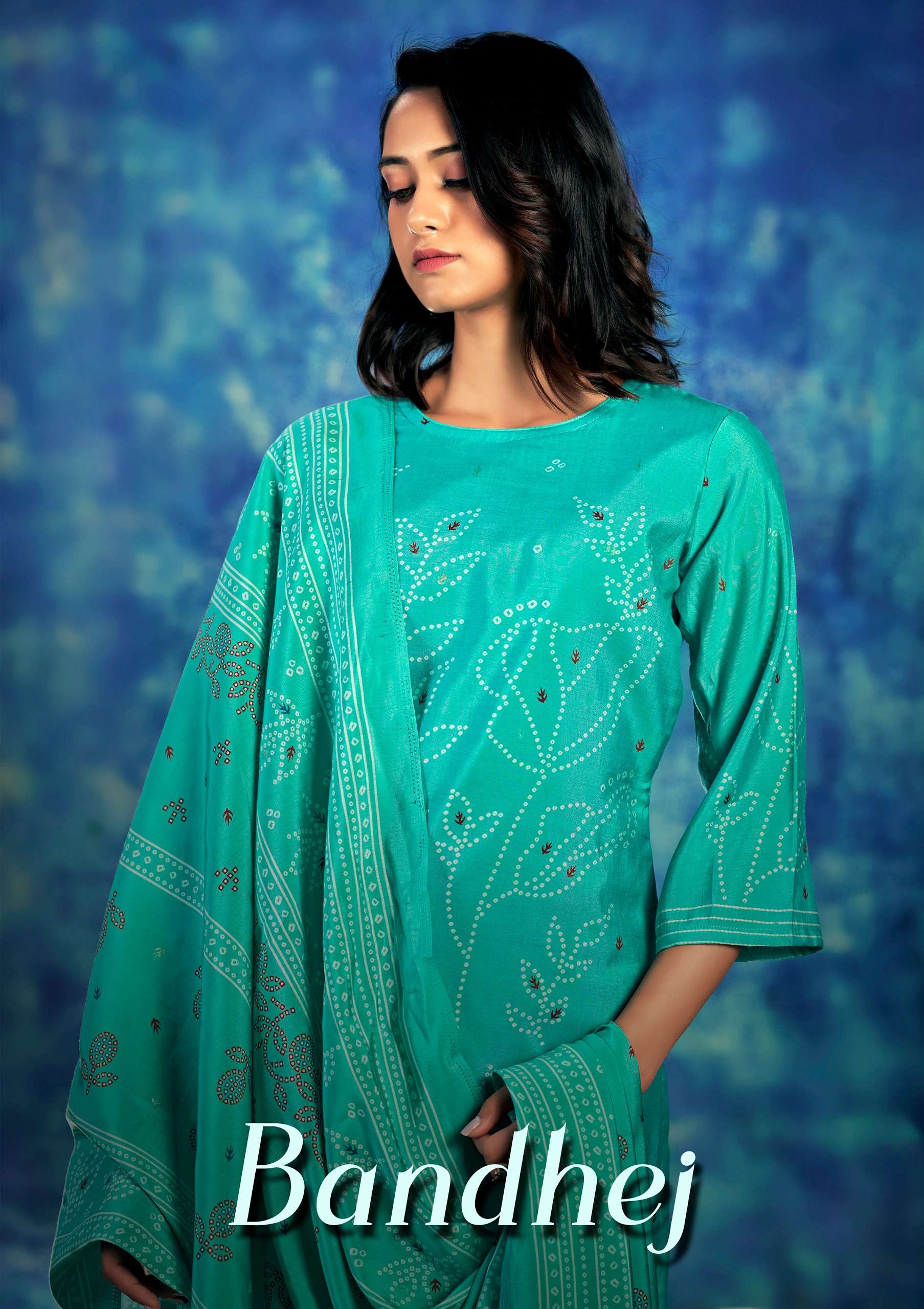 SARGAM BANDHEJ FOIL PRINT MATERIAL DRESS COLLETION OF SUITS ...