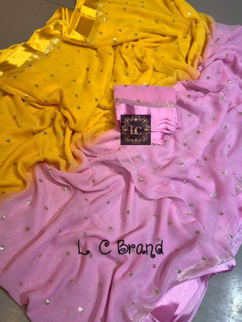 sating Satin fabric with Pure Viscose Georgette Pallu With F...