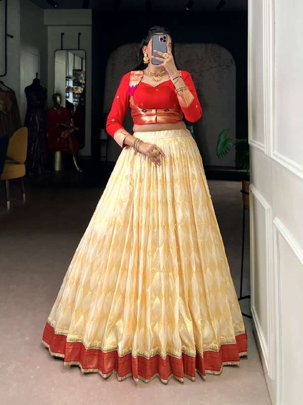 SAVARNA PAITHANI DESIGN LEHENGA CHOLI STYLE PARTY WEAR RESEL...