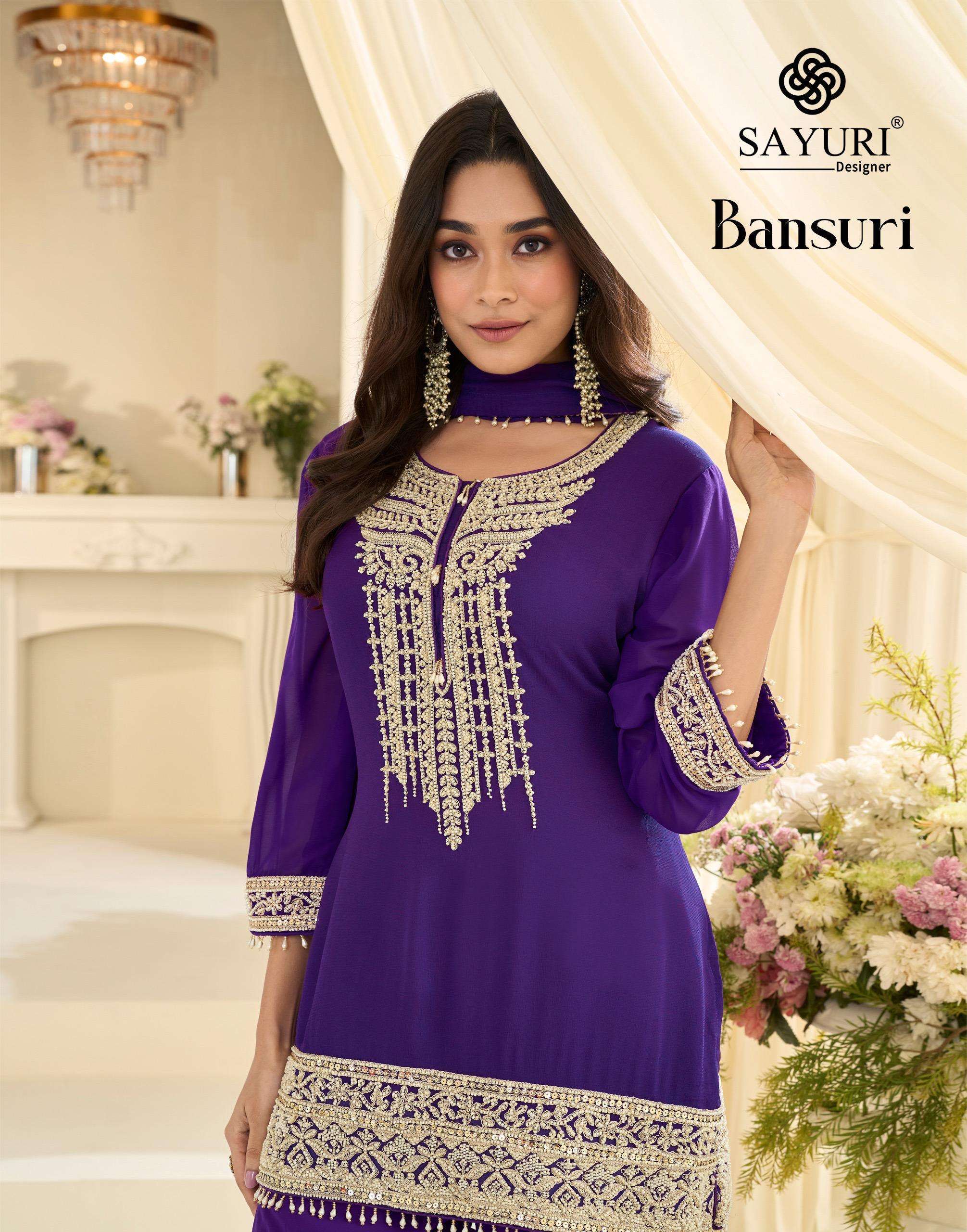 SAYURI DESIGNER BANSURI 10186 TO 10188 PARTY WEAR HEAVY SHAR...