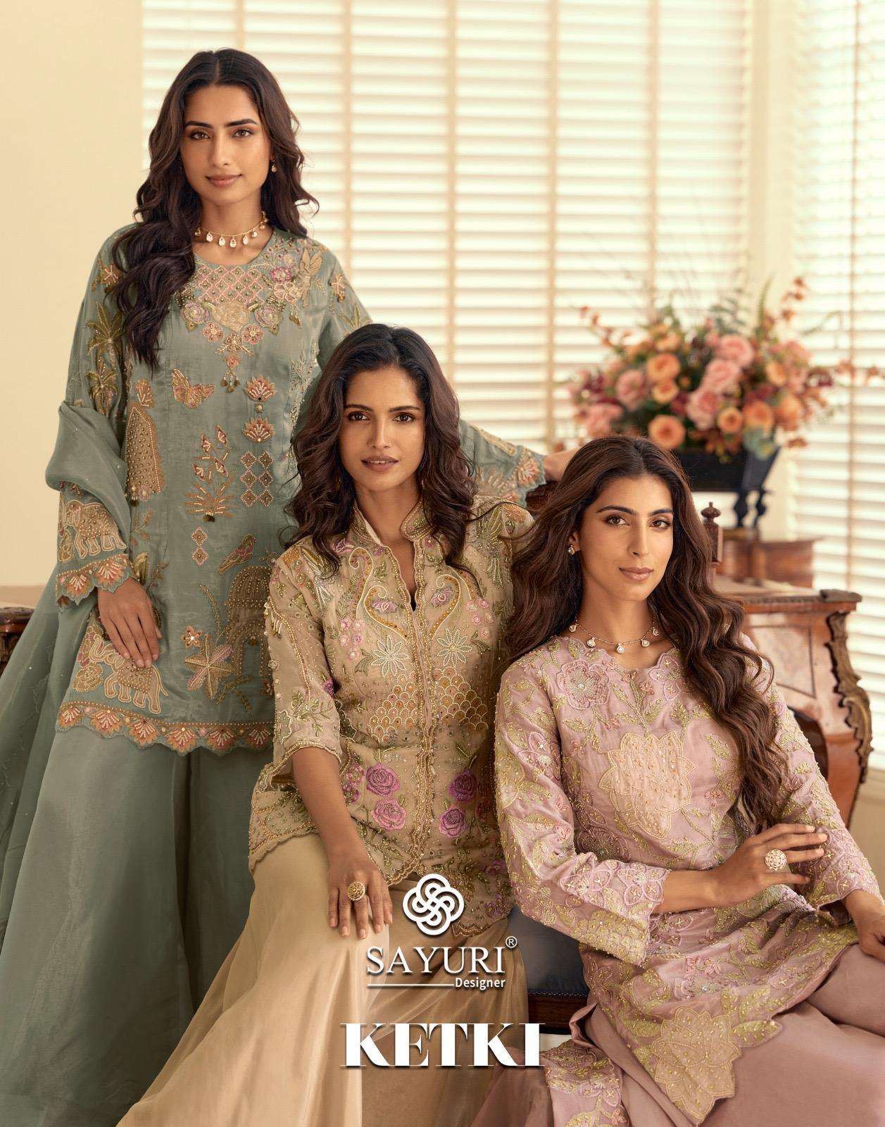 SAYURI DESIGNER KETKI LATEST TRENDY PAKISTANI STYLE EMBROIDE...