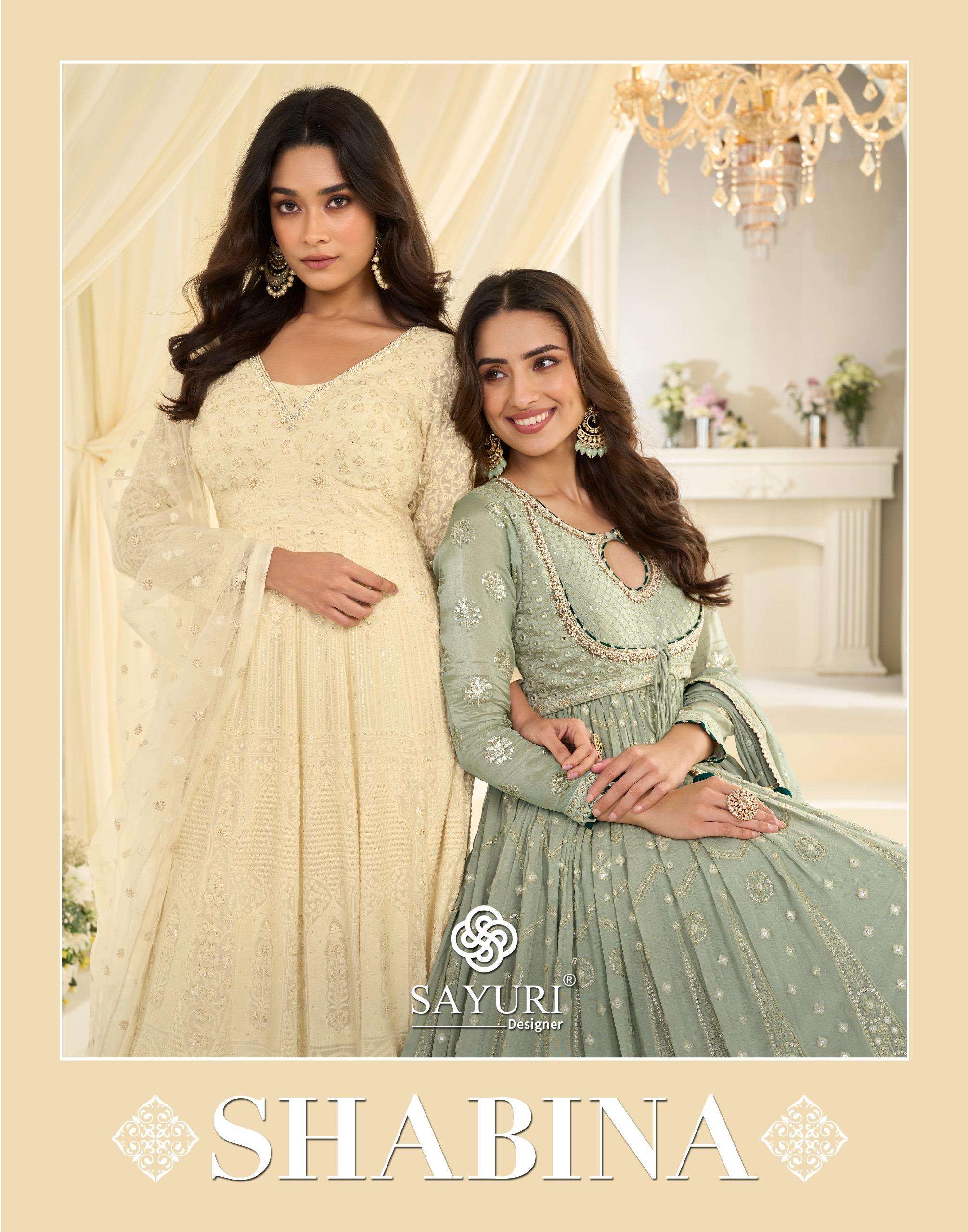 SAYURI DESIGNER SHABINA FREE SIZE STITCHED FESTIVE LOOK EMBR...