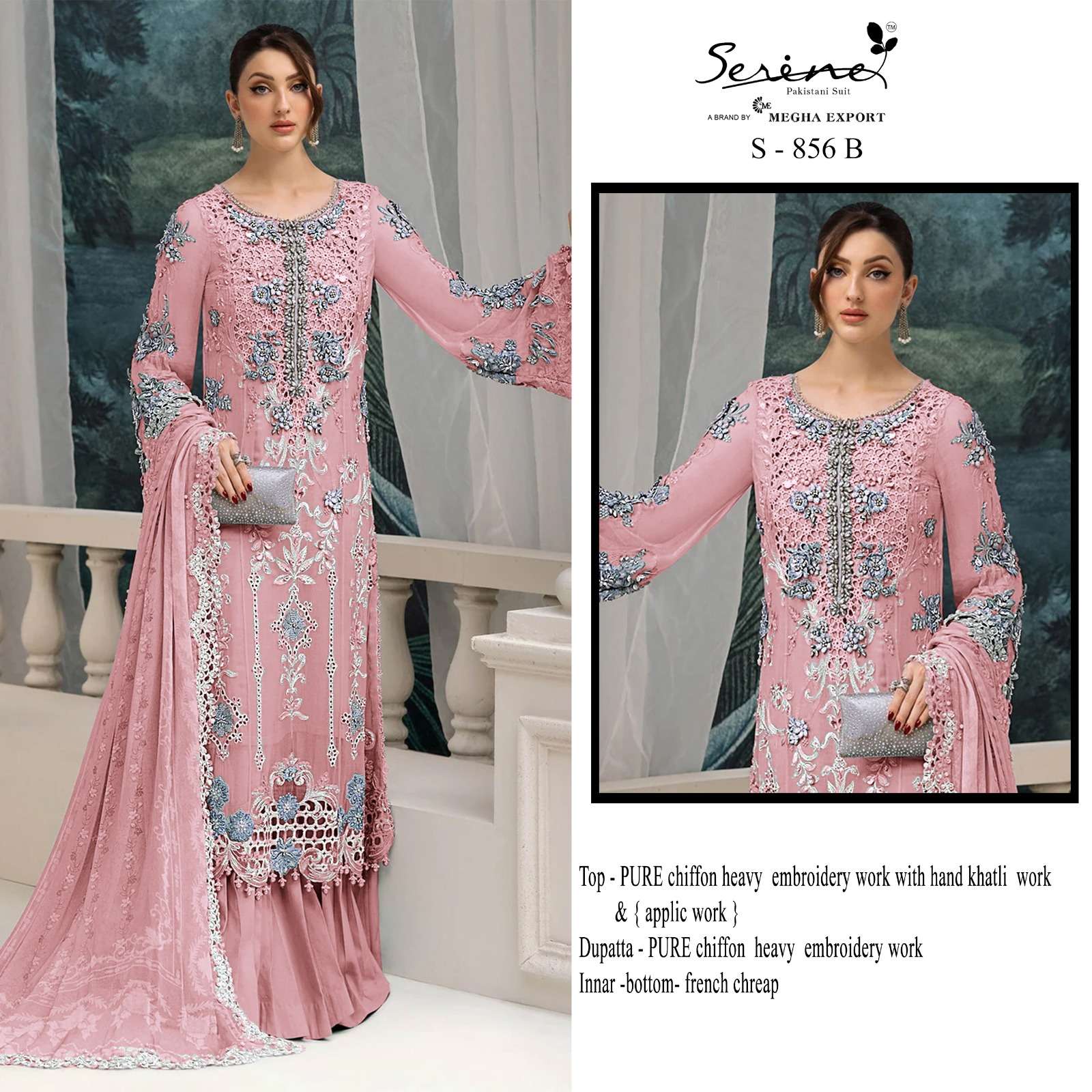 SERINE S 856 CHIFFON HEAVY EMBROIDERED PAKISTANI HEAVY SUIT ...