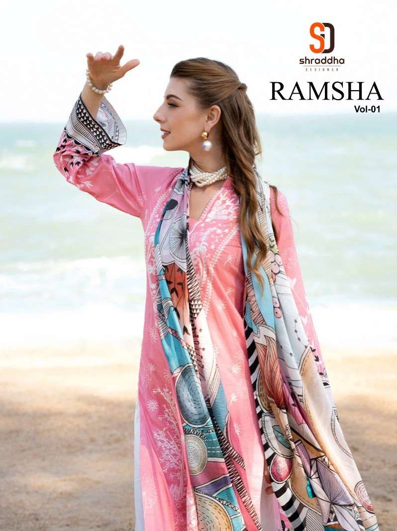 SHARADDHA DESIGNER RAMSHA VOL 1 COTTON EMBROIDERED BORING WO...