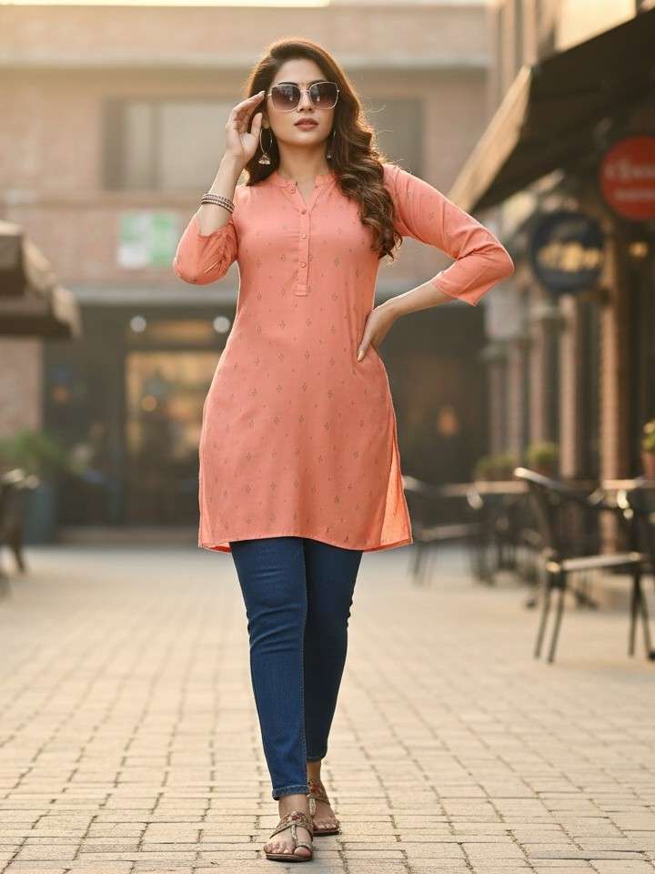 SHORT TOP KURTI FOR RAYON COTTON PRINT SUMMER BEST DEALER SU...