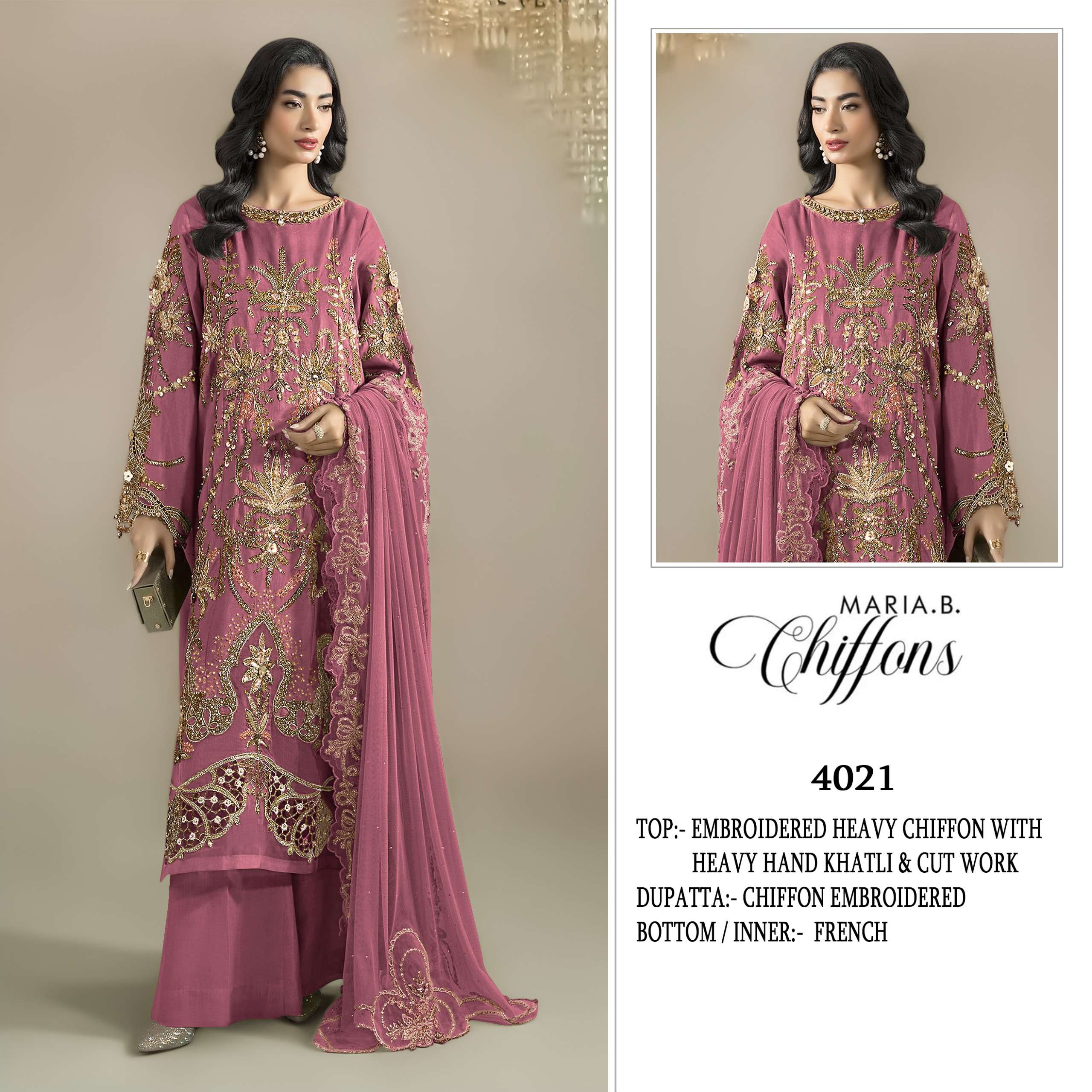 SHREE FABS K 4021 COLOR INDIA TOP QUALITY CHIFFON HEAVY WORK...