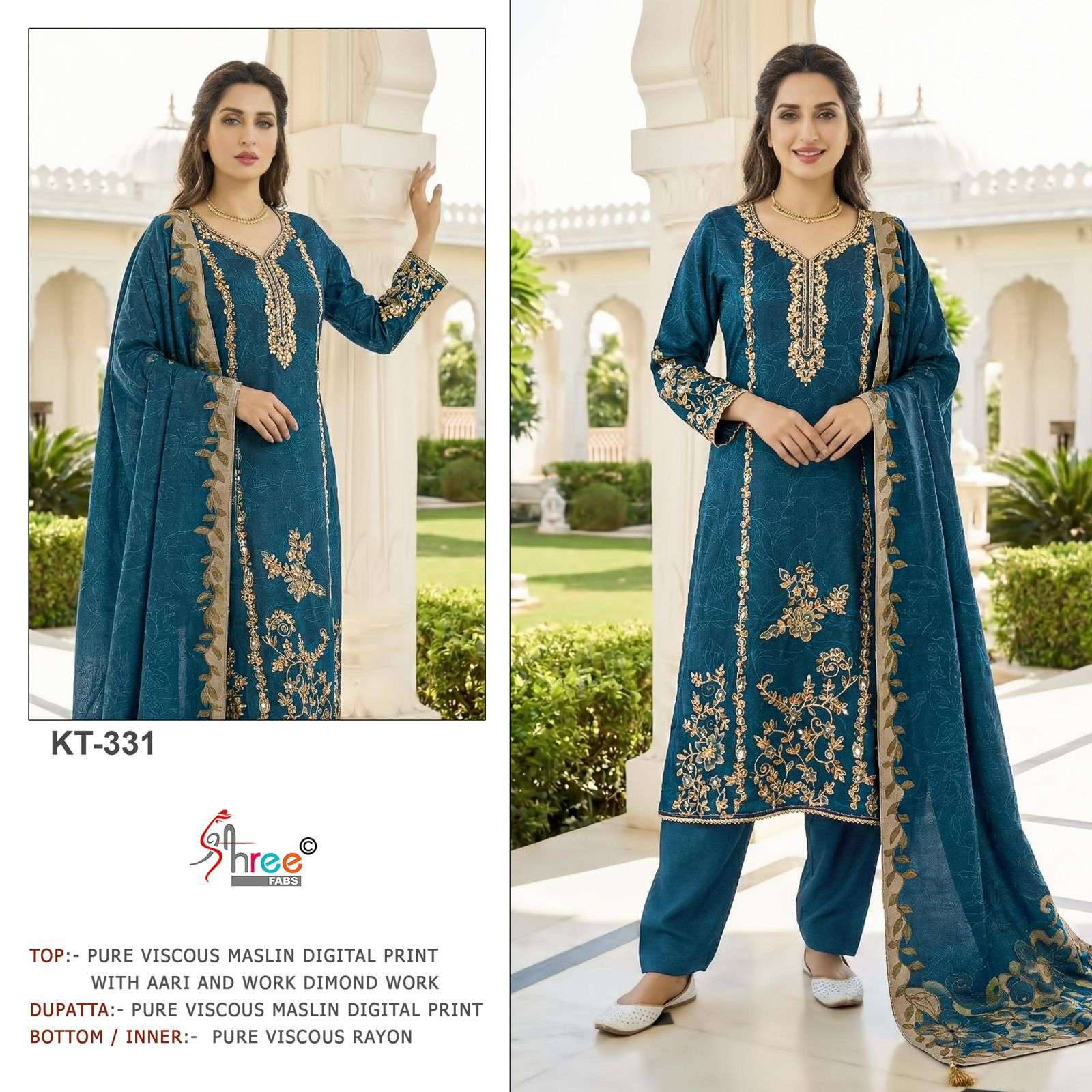 SHREE FABS KT 331 VISCOSE MUSLIN FLOWER PRINT SALWAR KAMEEZ ...