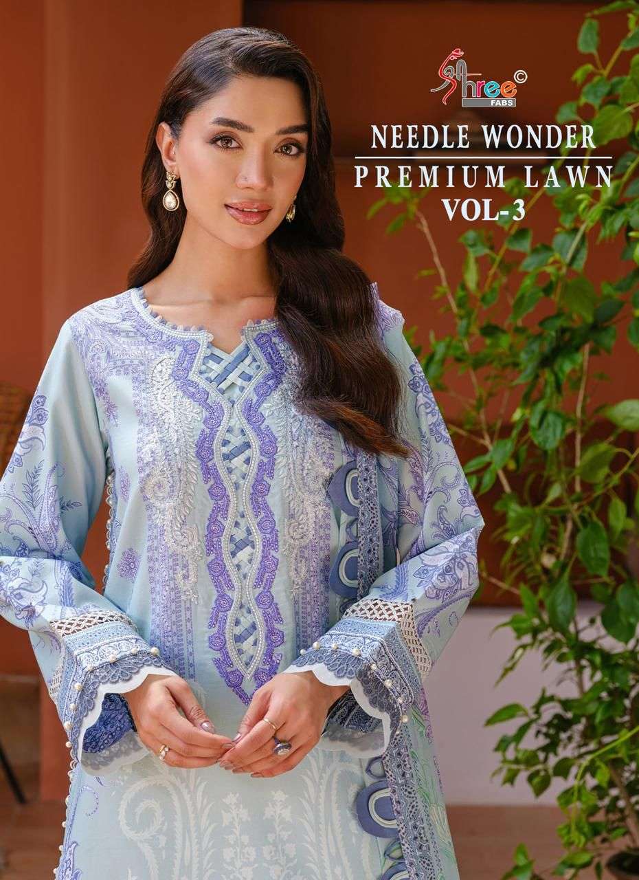 SHREE FABS NEEDLE WONDER PREMIUM LAWN VOL 3  BEAUTIFUL PAKIS...