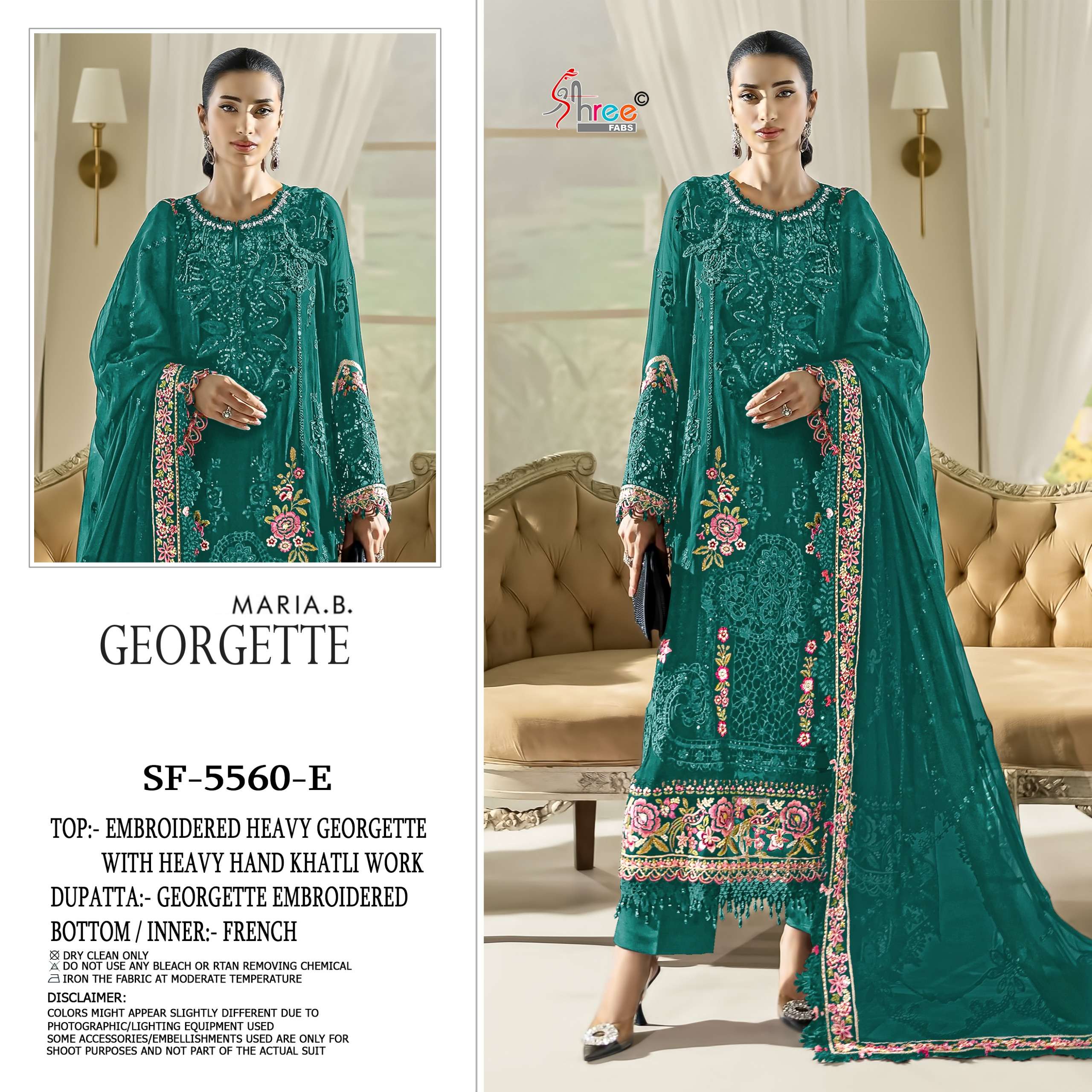 SHREE FABS S 5560 COLOR GEORGETTE MATERIAL HEAVY WORK PAKIST...