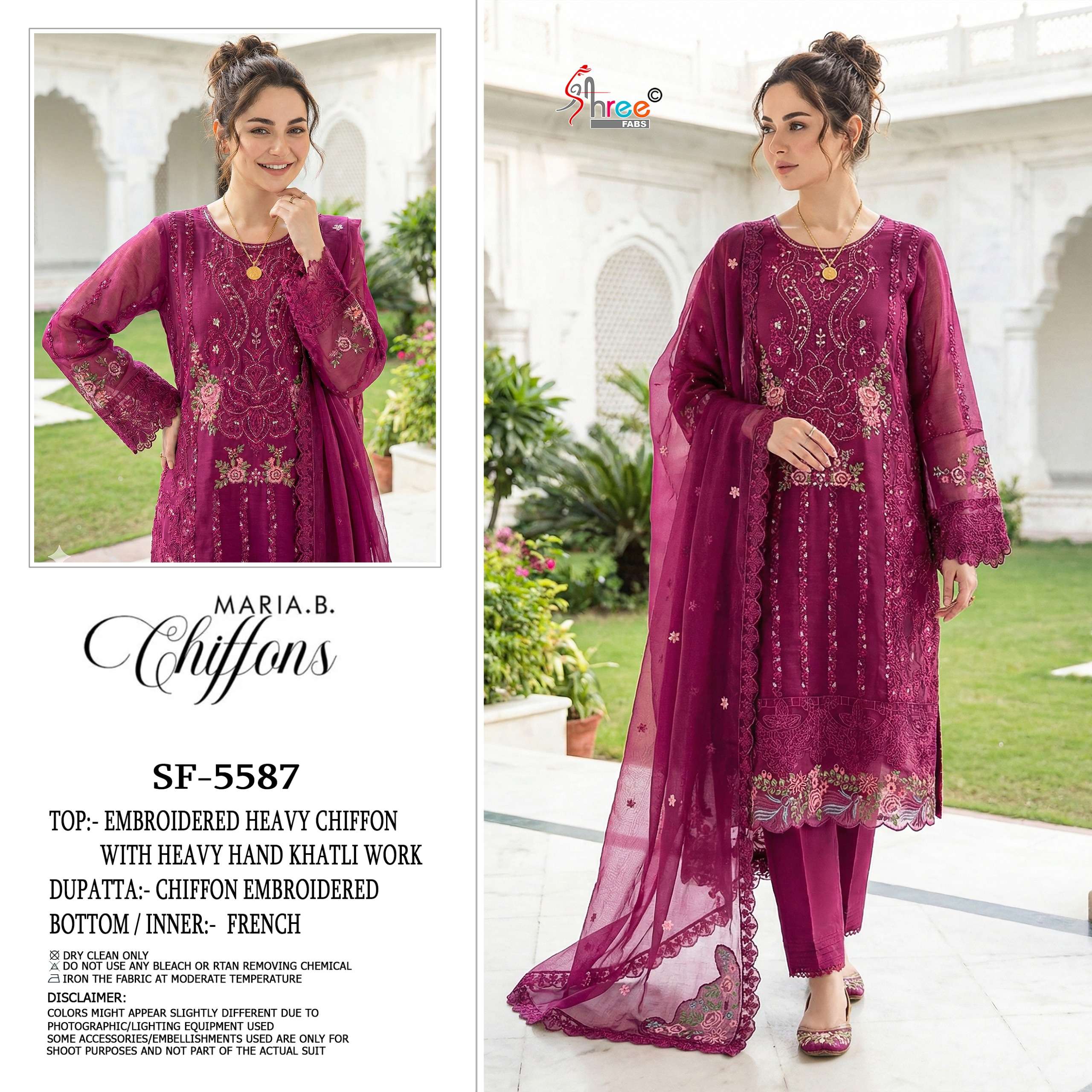 SHREE FABS SF 5587 COLOR CHIFFON HEAVY WORK PAKISTANI PATTER...