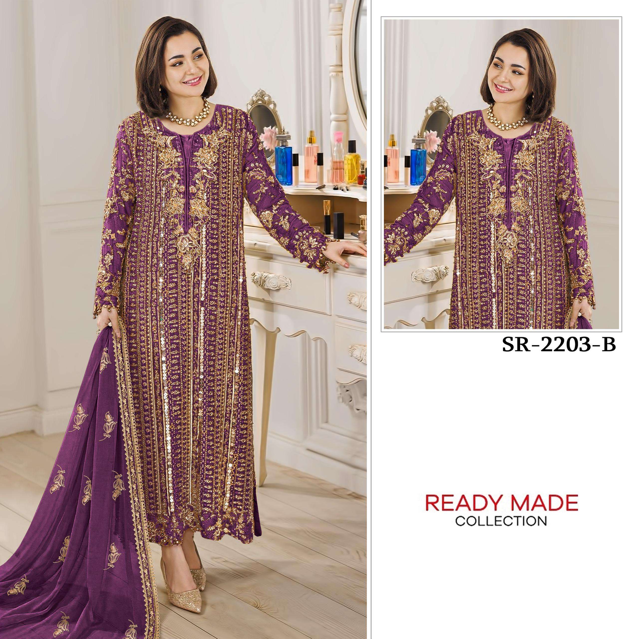SHREE FABS SR 2203 READYMADE COLLECTION HEAVY WORK SUIT CLOT...