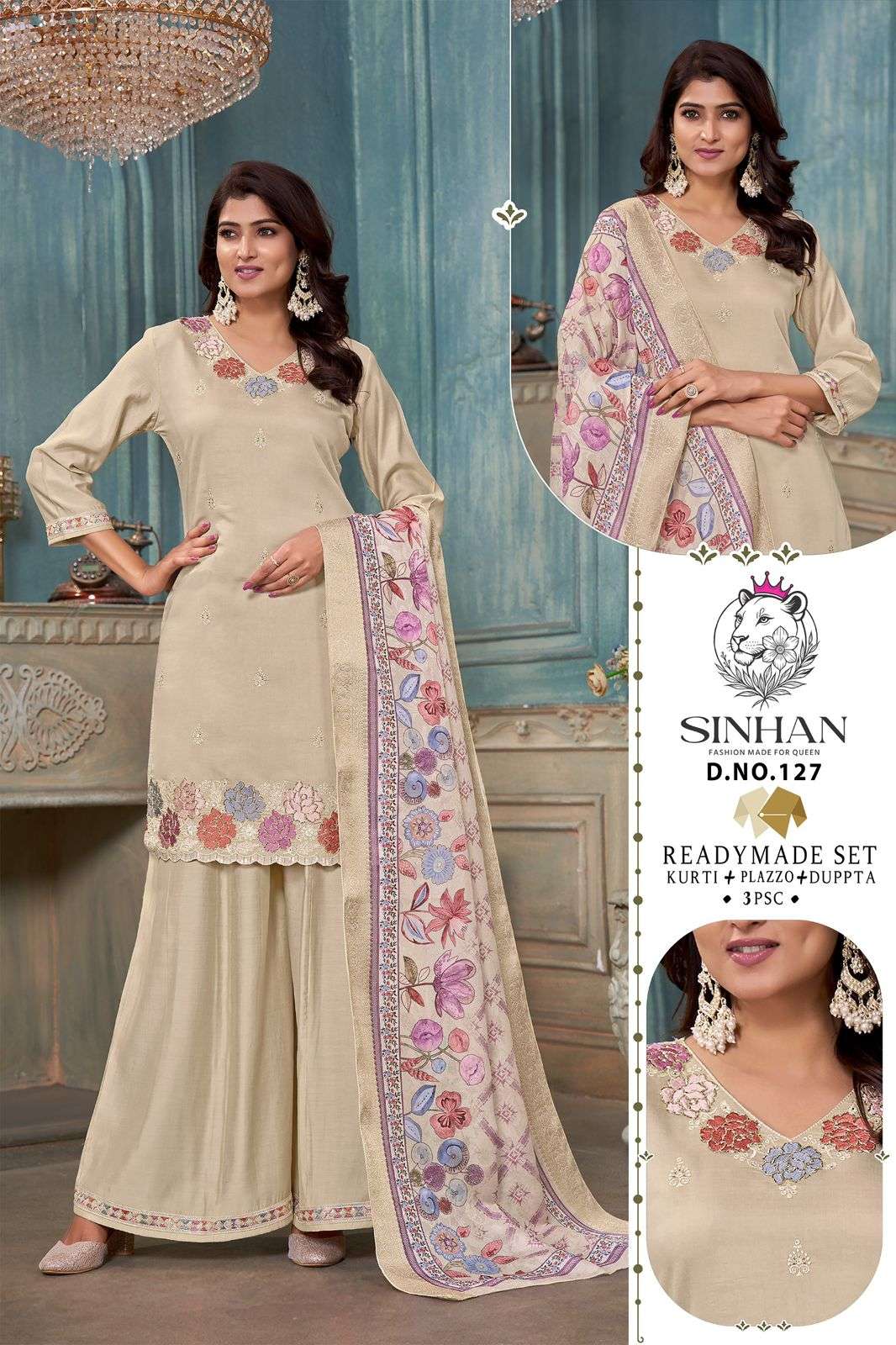 SINHAN 127 TRENDING SILK KURTI PALAZZO POCKET FASHION SUIT F...
