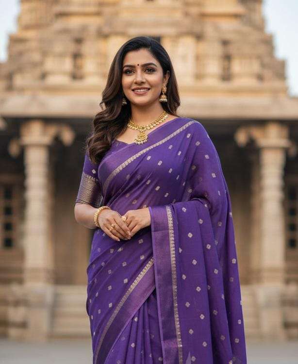 six sarees Pure and soft beautiful Viscose chinnon fabric wi...