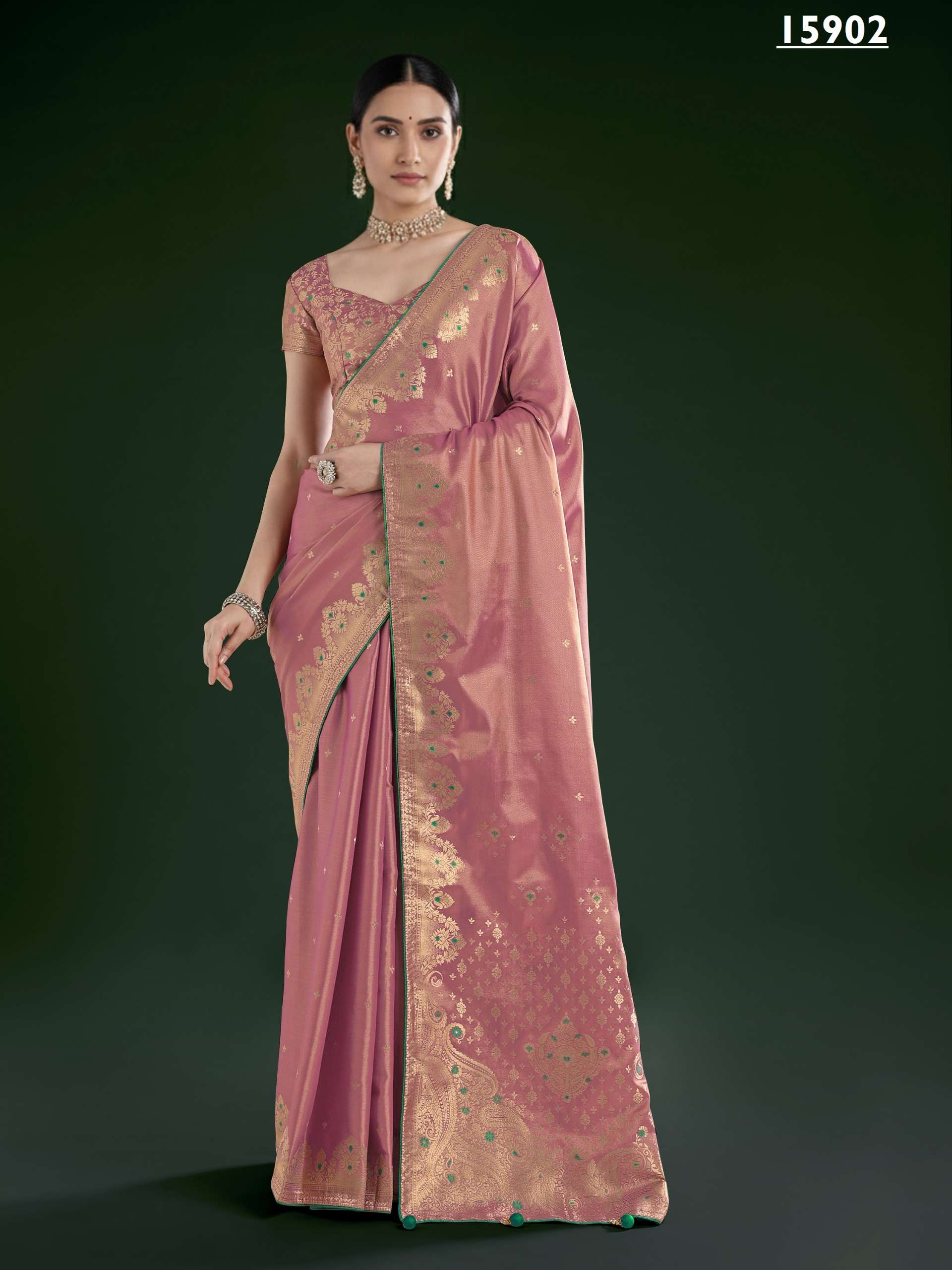 SJ Mriganayani Silk 159001 TO 159006 Tissue Silk  Fabric Wit...