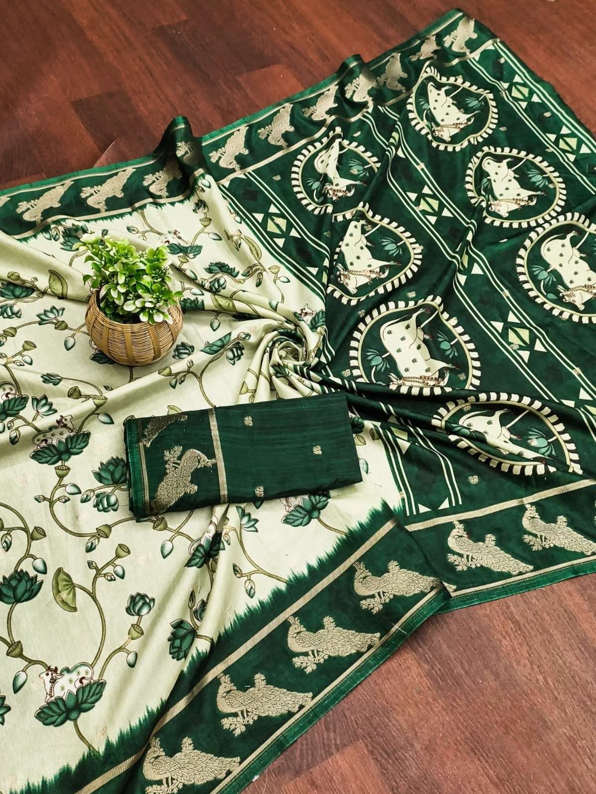 soft and beautiful dola silk fabric Floral digital print but...