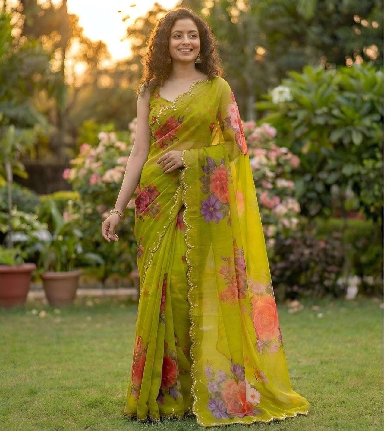 Soft and pure Georgette fabric beautiful handmade handwork o...