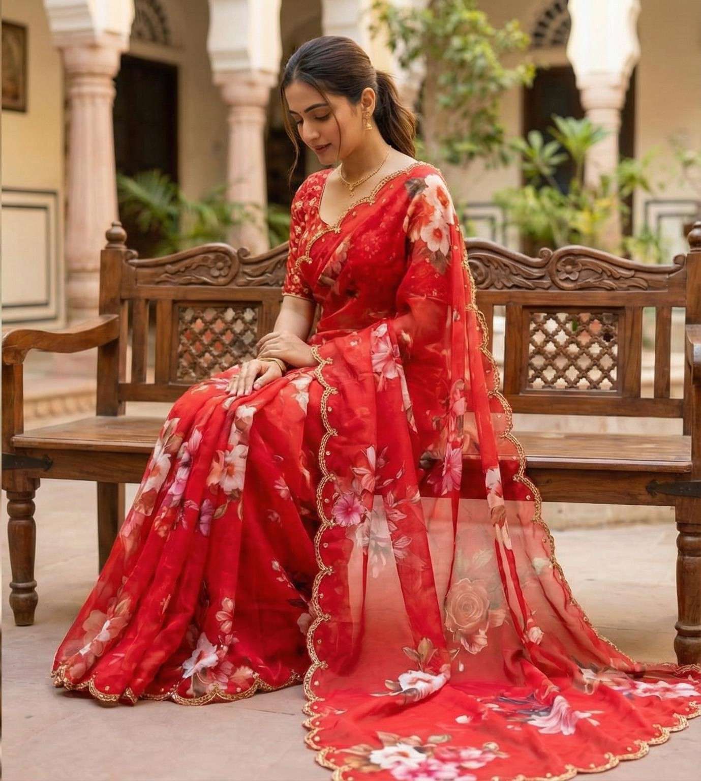 soft and pure Georgette  handmade It has all over Digital pr...