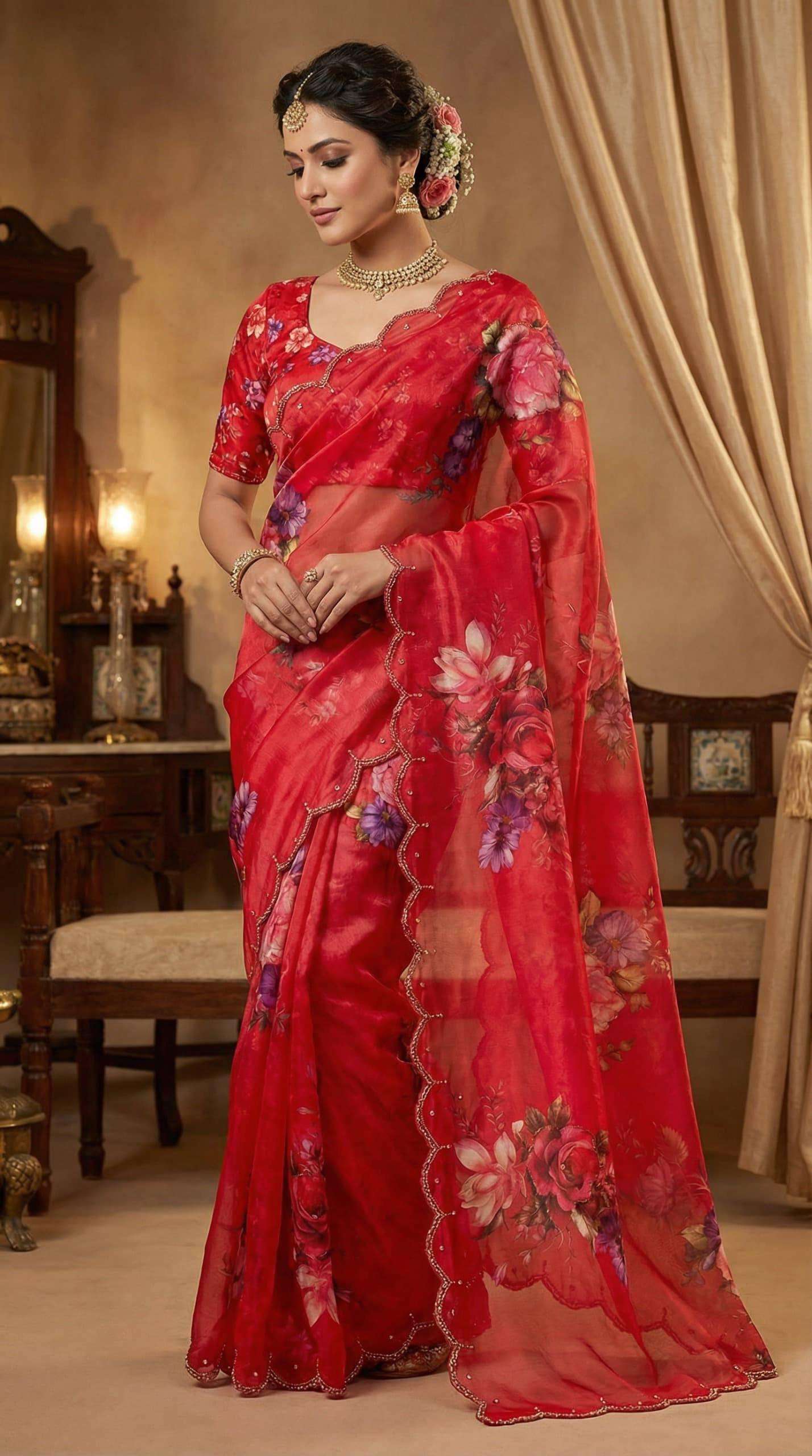 SOFT AND PURE GEORGETTE IN FLORAL DESIGN FABRIC PARTY WEAR S...