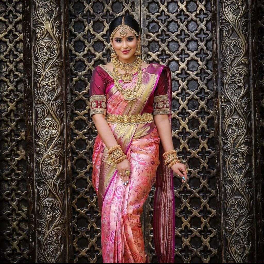 SOFT AND REGAL & PURE LICHI SILK FABRIC WEDDING WEAR SAREE D...