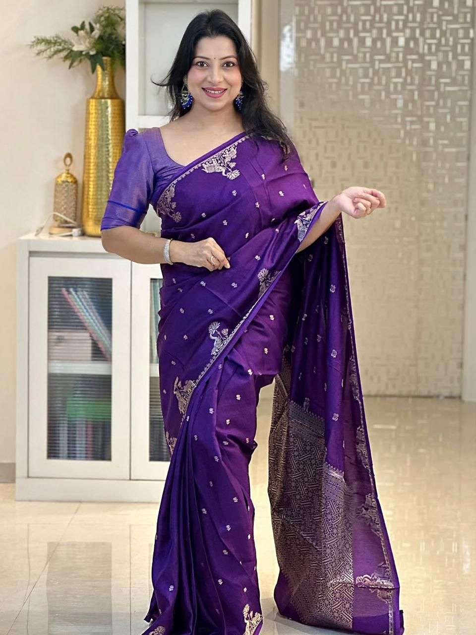 SOFT BANARASHI SILK PURE GOLDEN ZARI FABRIC REGULAR WEAR SAR...