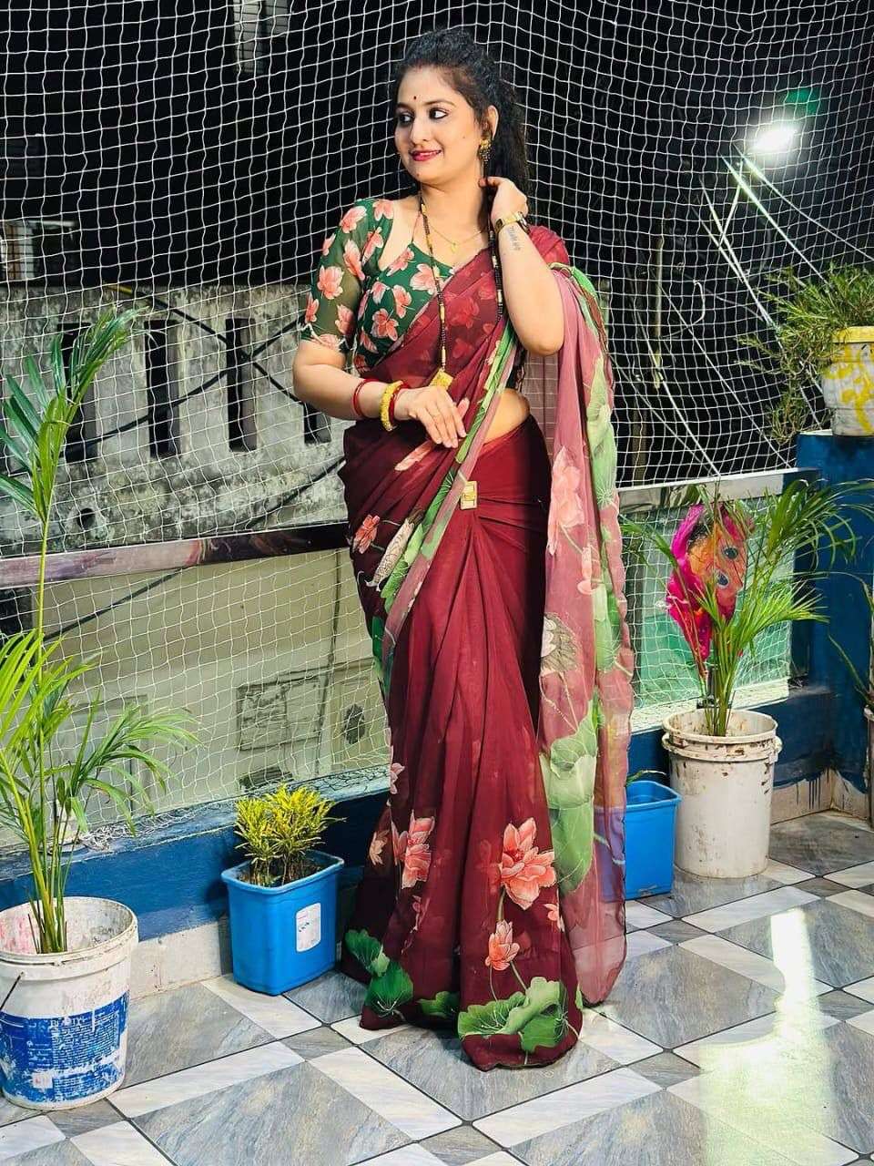 SOFT GEORGETTE FABRIC WITH FLORAL DIGITAL PRINT REGULAR WEAR...