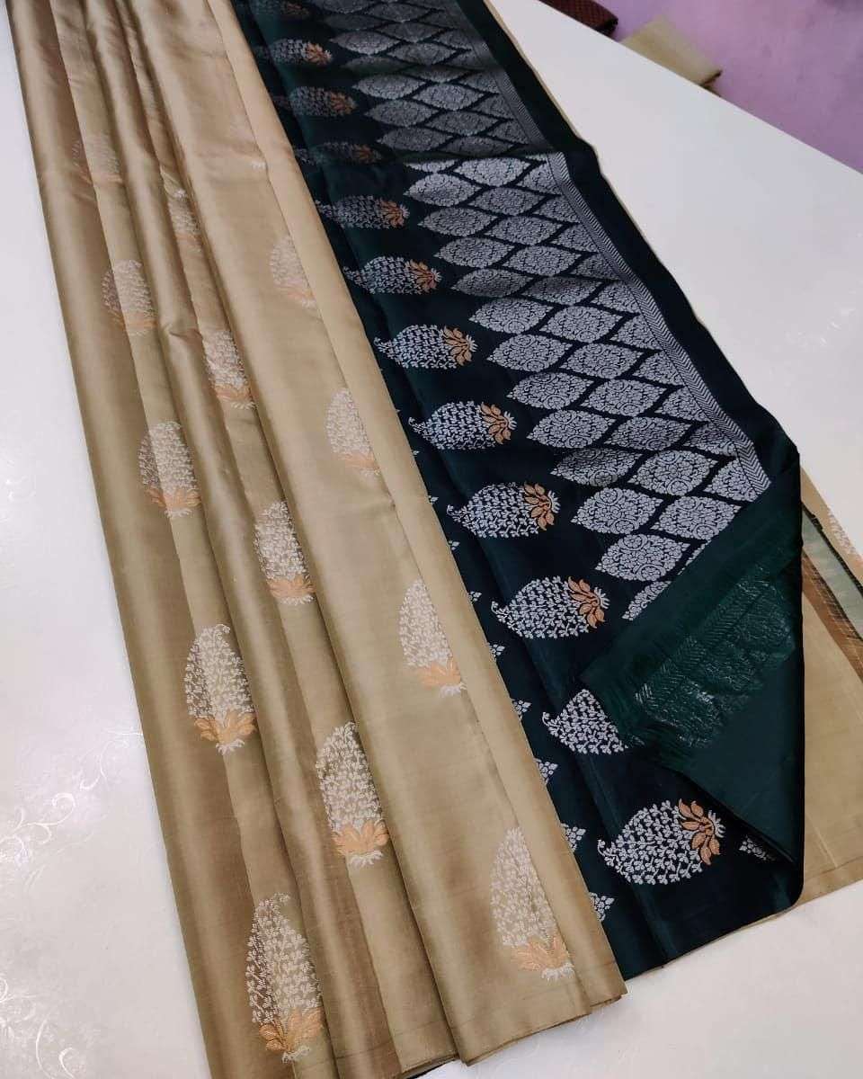 SOFT LICHI SILK CLOTH FABRIC WITH BEAUTIFUL RICH PALLU & JAC...