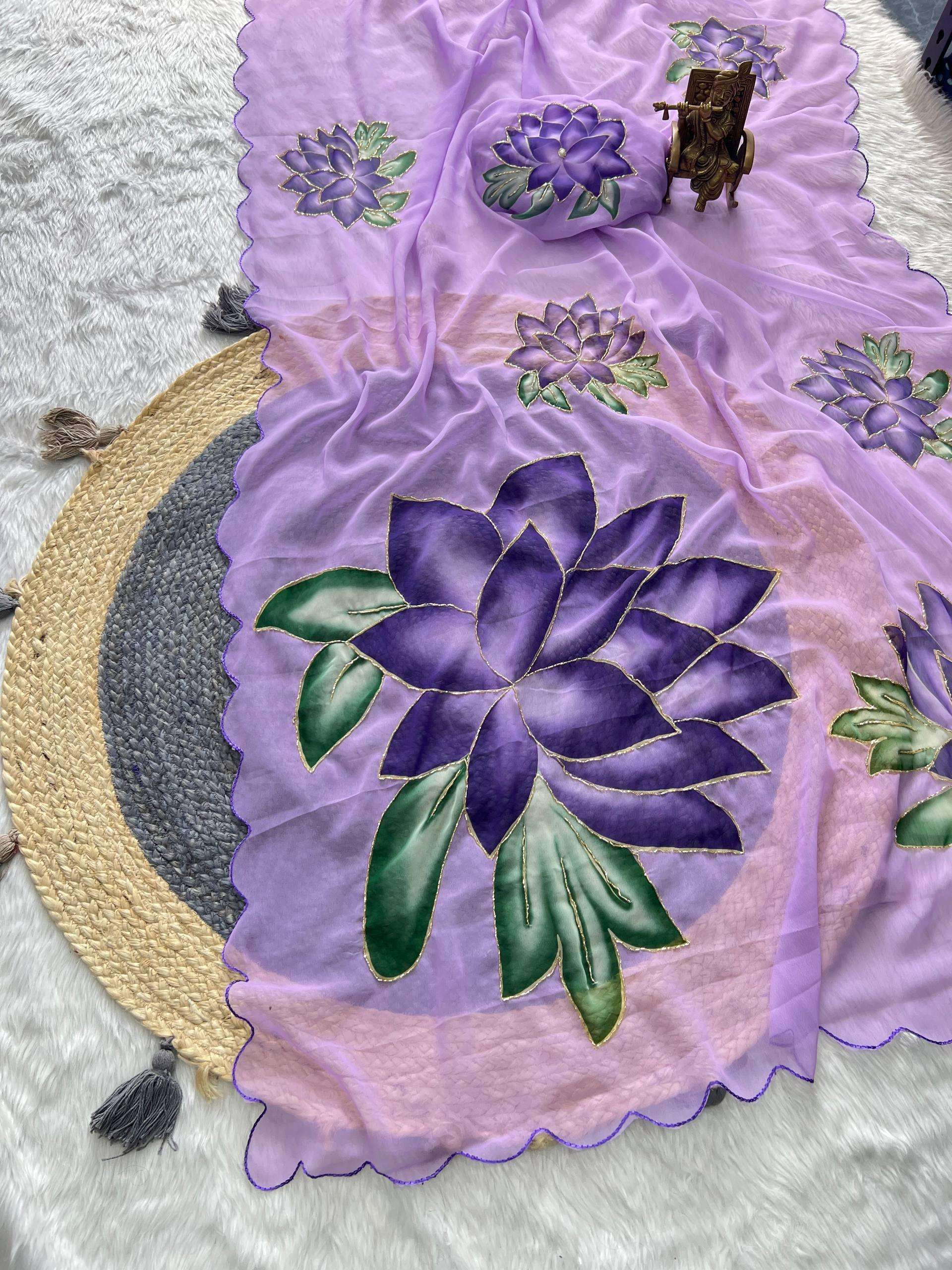  SOFT PURE GEORGETTE FABRIC BEAUTIFUL FLOWER DESIGN SAREE SU...