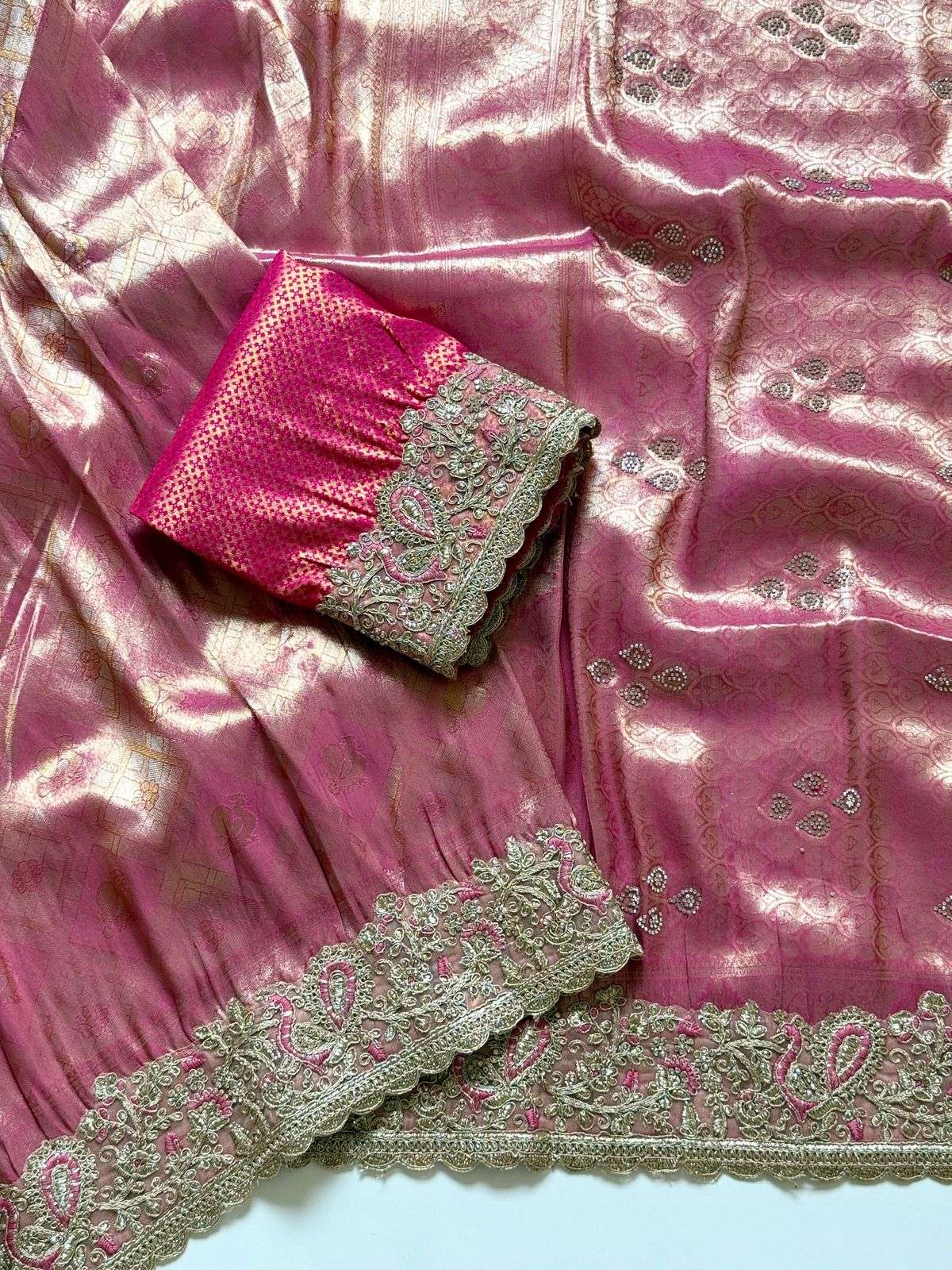   Soft Silk fabric With Self Jaquard Weaving In Body And Jar...