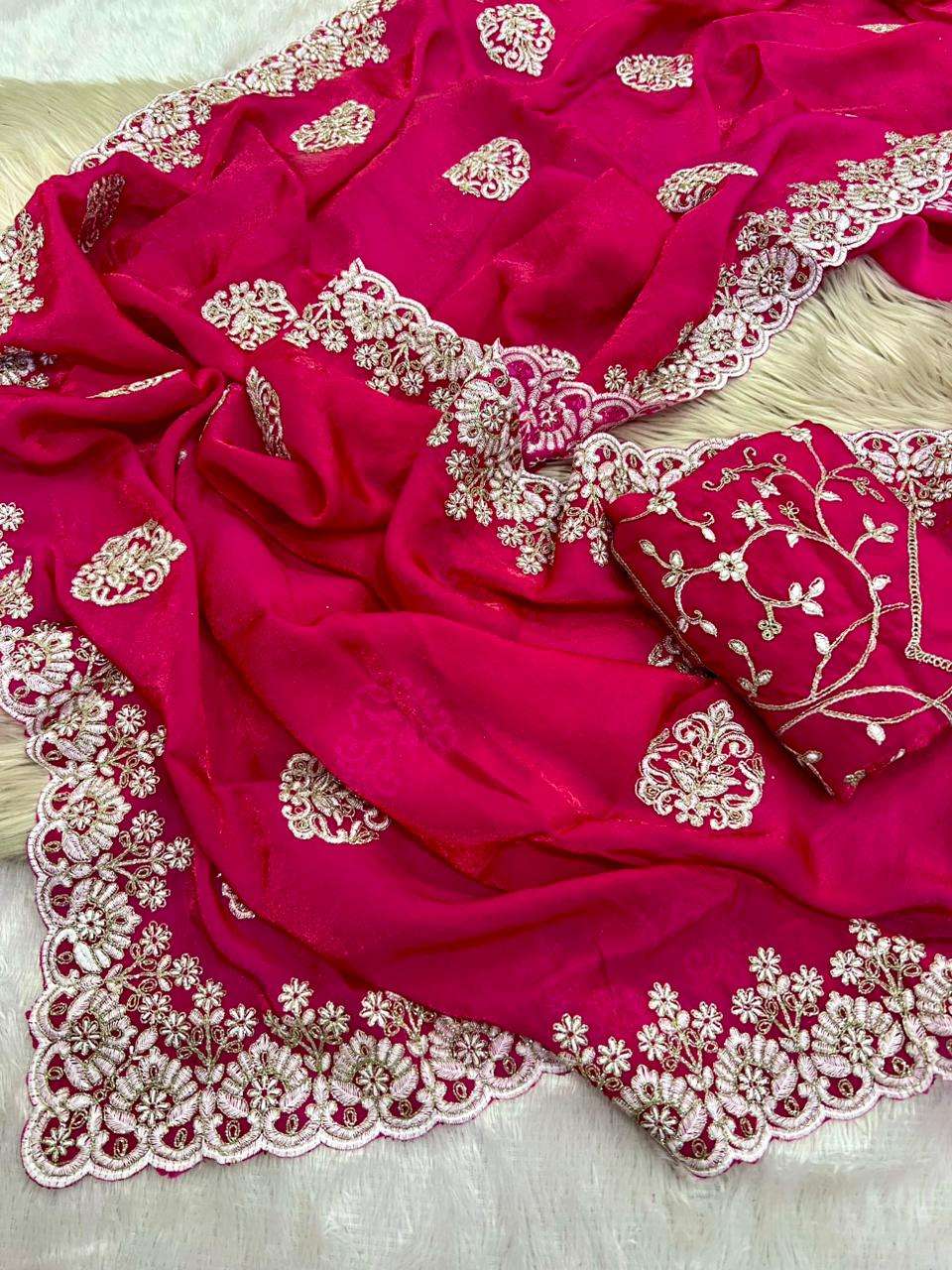Soft Space Silk Fabric With Fancy Coding & Sequince & Thread...