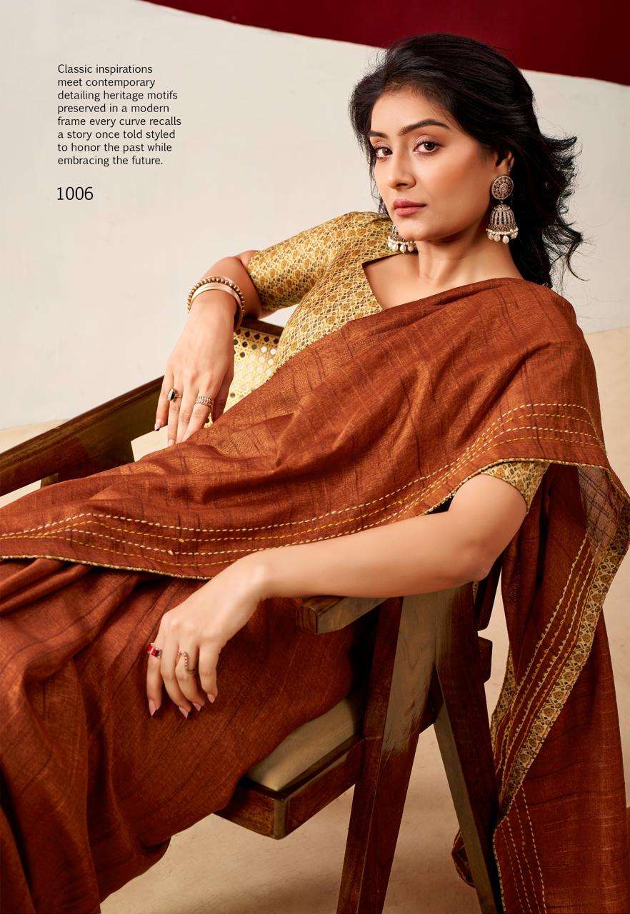 SR STAVAN FABRICA PURE TUSSAR HANDLOOM FABRIC WITH KATHA WOR...