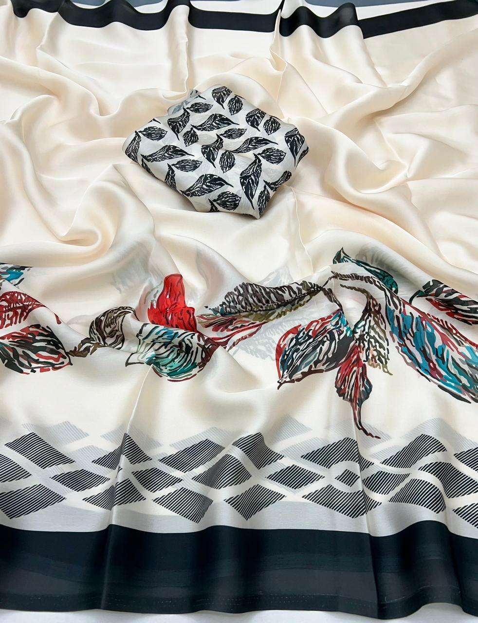 stay Pure and soft Maheshwari Satin Silk fabric With Fancy a...