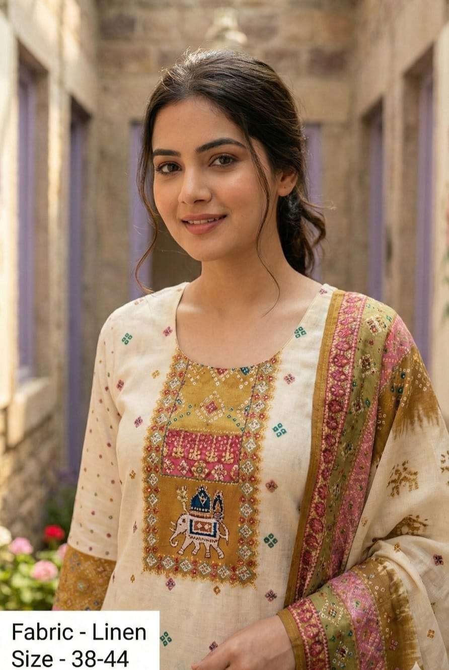 SUPER LINEN DESIGNER 3 PIECE SALWAR SUIT TRADITIONAL CLOTH S...