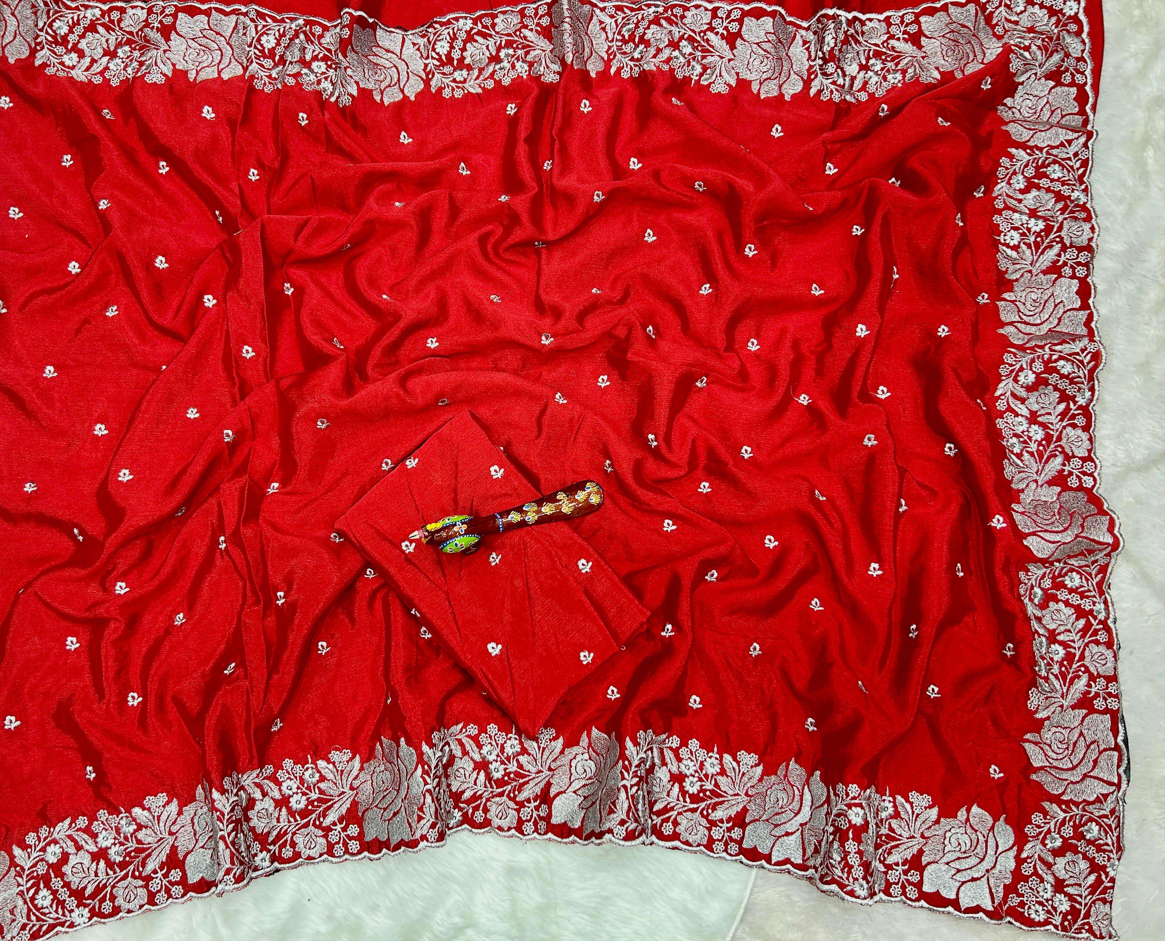 Super Tranding Pure Chinnon Chiffon with white silver jari E...