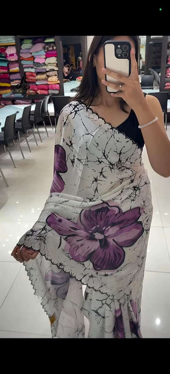  SWIROSKI WHITE FLORA GEOREGTTE FABRIC WITH BEUTIFUL COLORIN...