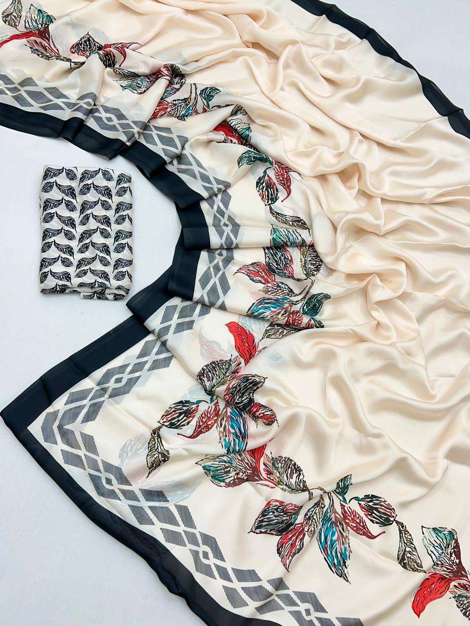 ten move Pure Maheshwari Satin Silk With Fancy Digital Print...
