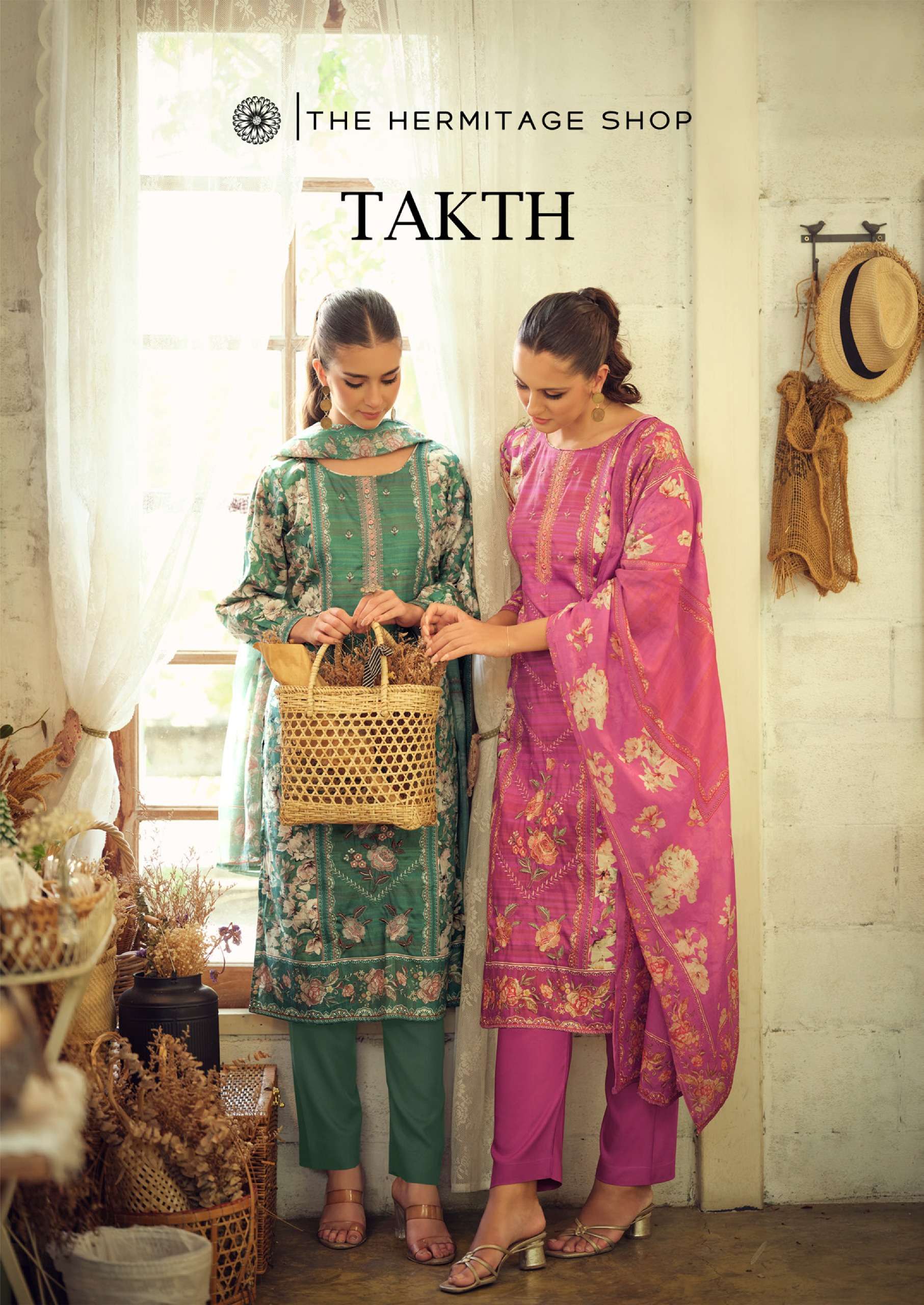 THE HERMITAGE SHOP TAKHT CREAMY COTTON SATIN EMBROIDERIES SU...