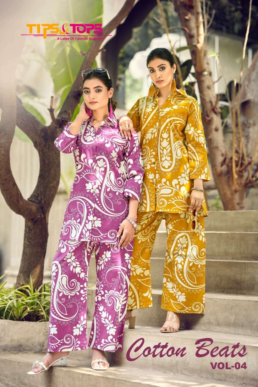 TIPS & TOPS COTTON BEATS VOL 4 SHIRT PATTERN CO ORD SET WHOL...