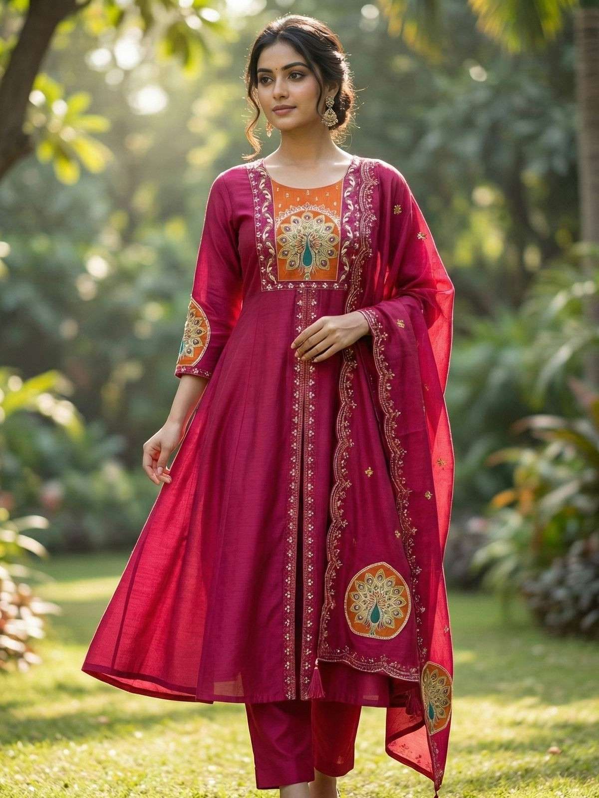 TOW TONE PEACOCOK EMBROIDERY NECK AND DUPATTA SUIT DEALER KA...