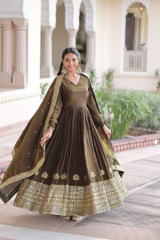 TRADITIONAL FOR INDIAN GOWN WITH DUPATTA COLLECTION EXPORT K...