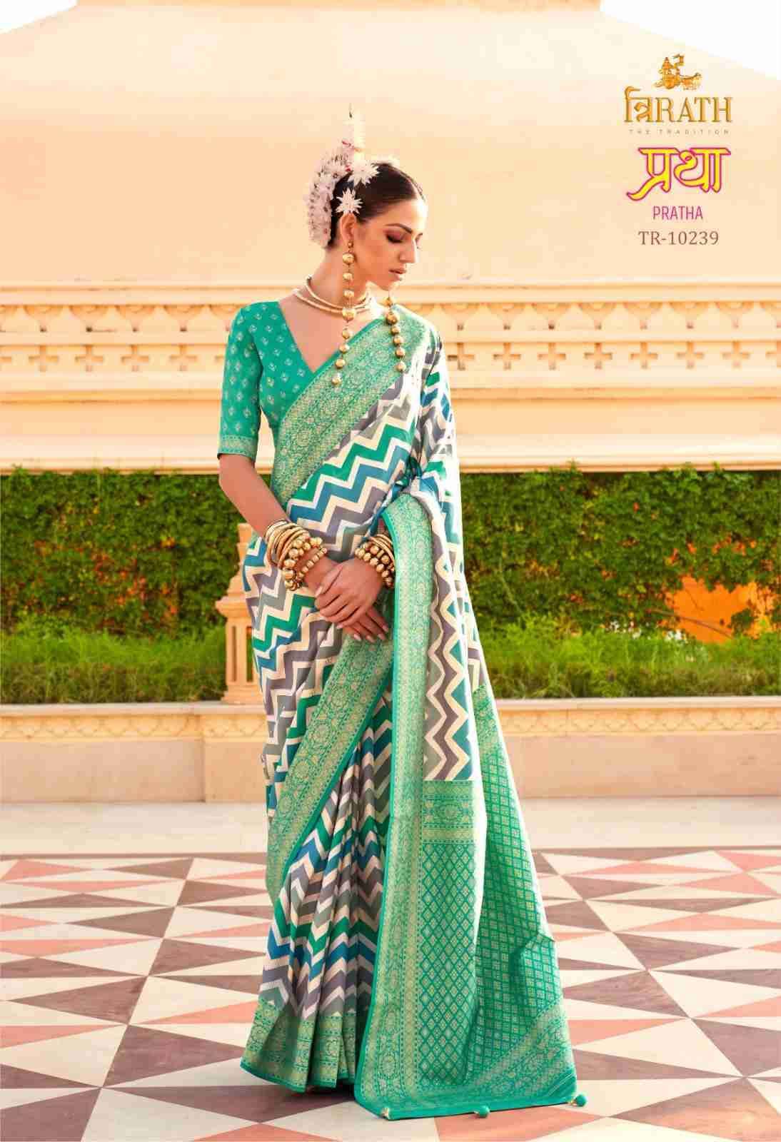  Trirath Pratha Super Pv Silk fabric Foil Print Design With ...