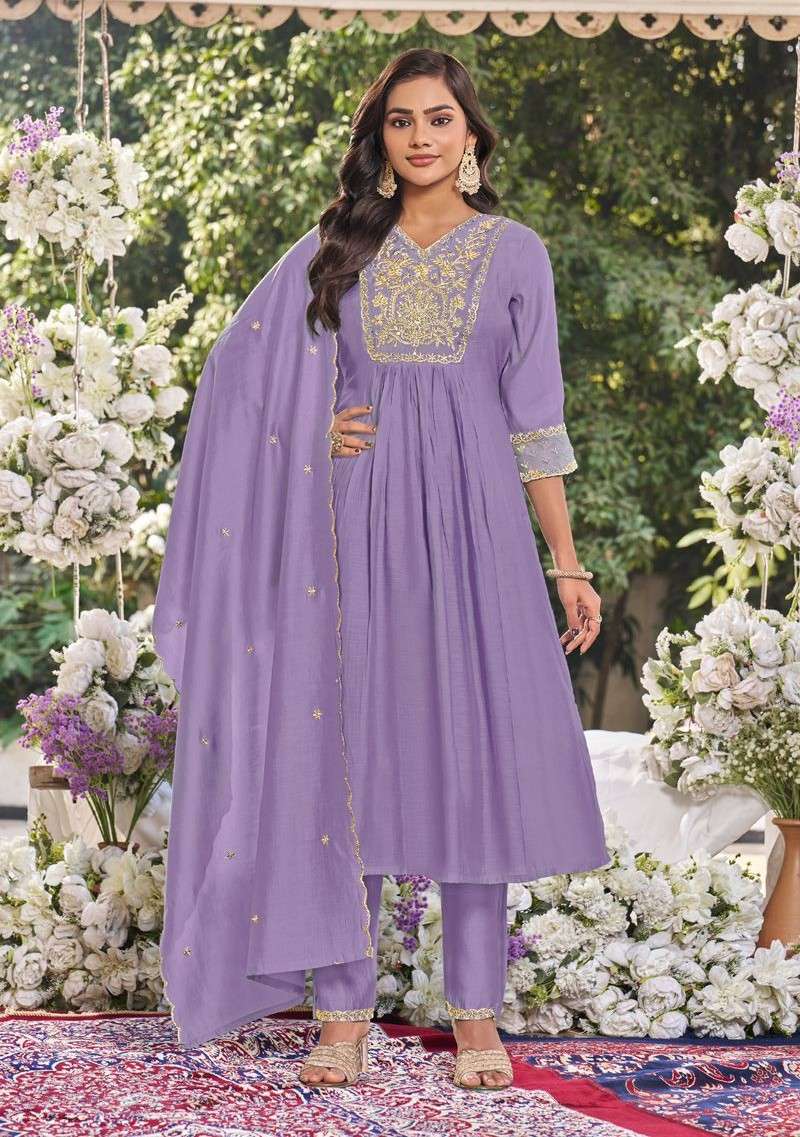 VAMIKA NOOR VOL 1 7222A TO 7222D MUL CHANDERI WORK UMBRELLA ...