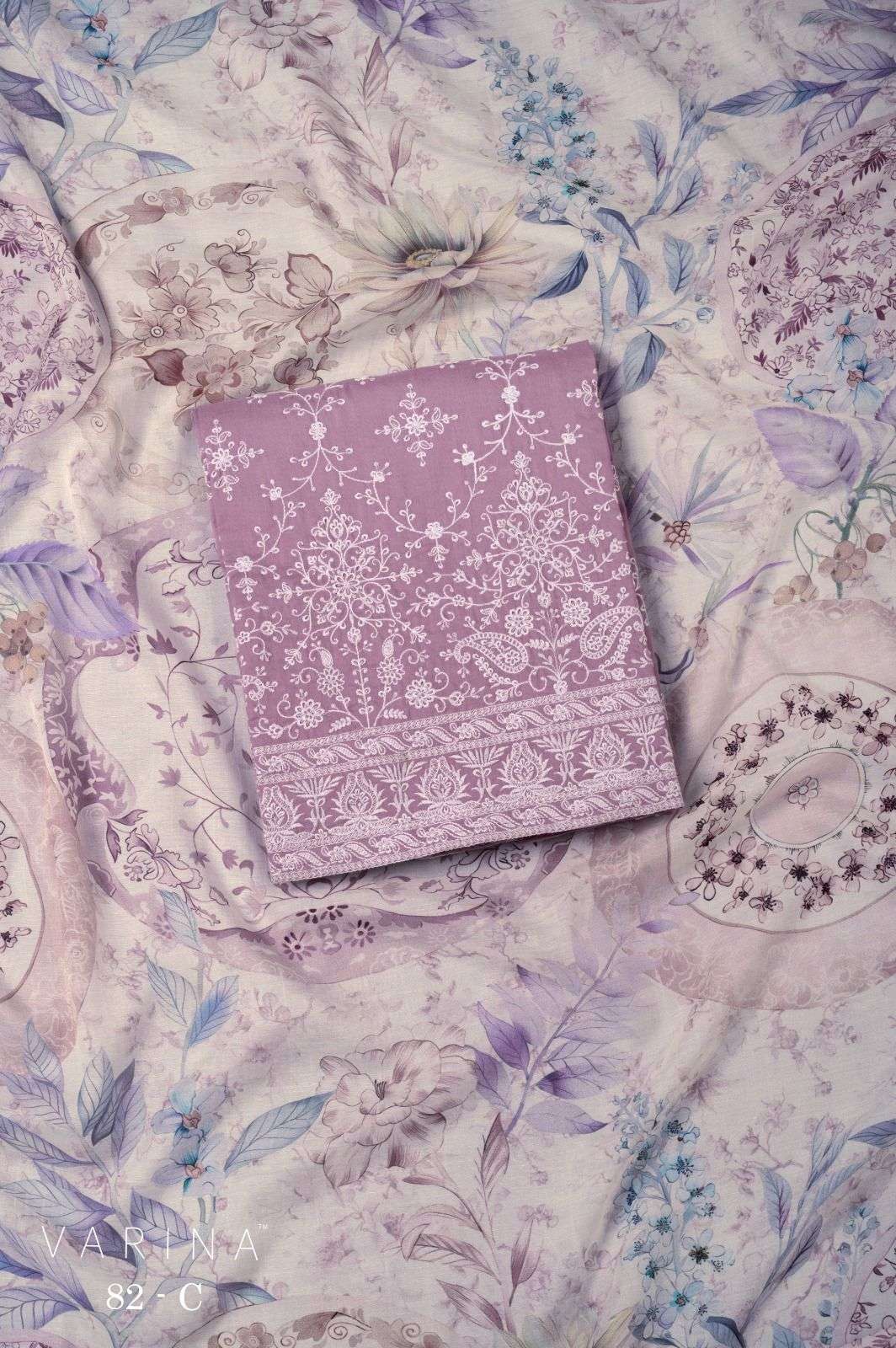 VARINA D 82 LAWN COTTON WITH EMBROIDERY UNSTITCH SALWAR SUIT...