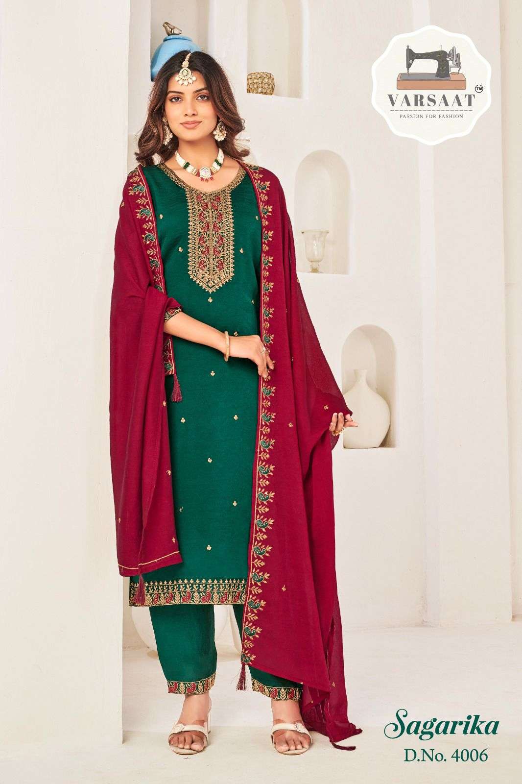 VARSAAT SAGRIKA RANGOLI CRUSH BLOOMING WORK DRESS WOMEN READ...
