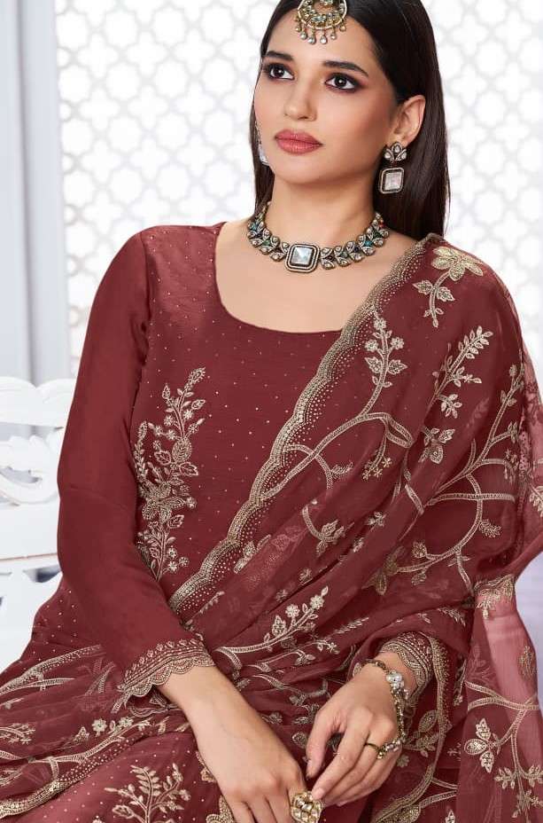 VINAY SAJAWAT ORGANZA CHIFFON TOP AND DUPATTA SUIT MARRIGE P...
