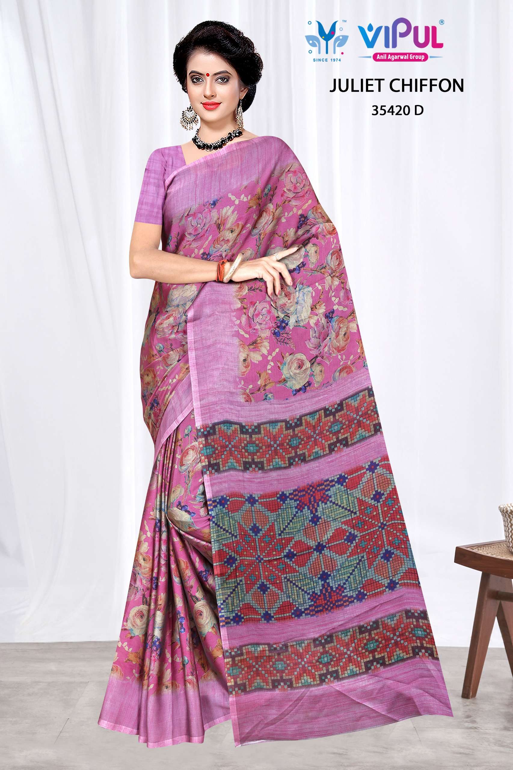 VIPUL SAREE JULIET CHIFFON 35420 FLORAL NEW DESIGN SAREE TO ...