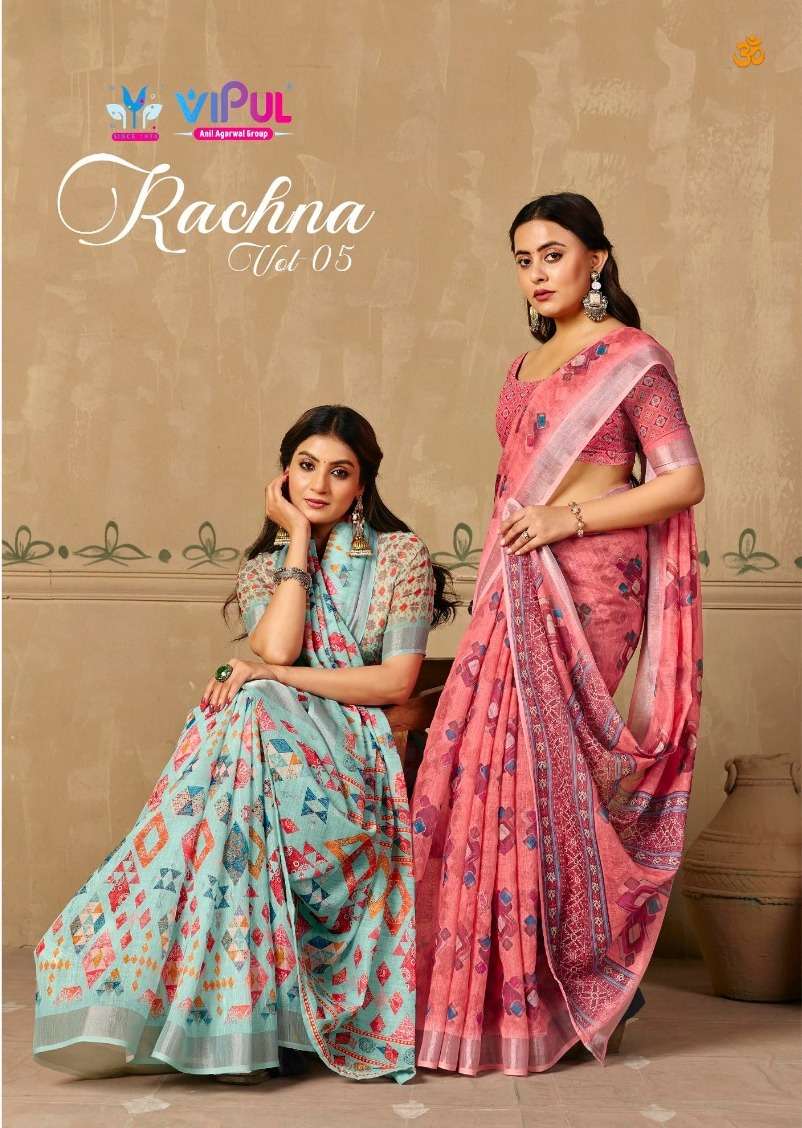VIPUL SAREE RACHNA VOL 5 LINES FABRIC PRETTY FANCY SAREE COL...