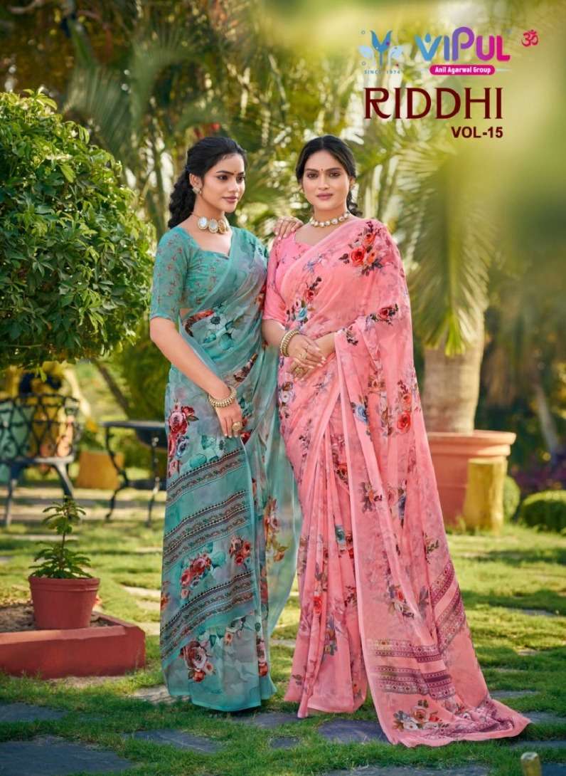VIPUL SAREE RIDDHI VOL 15 89730 TO 89741 FLORAL PRINT BEAUTI...