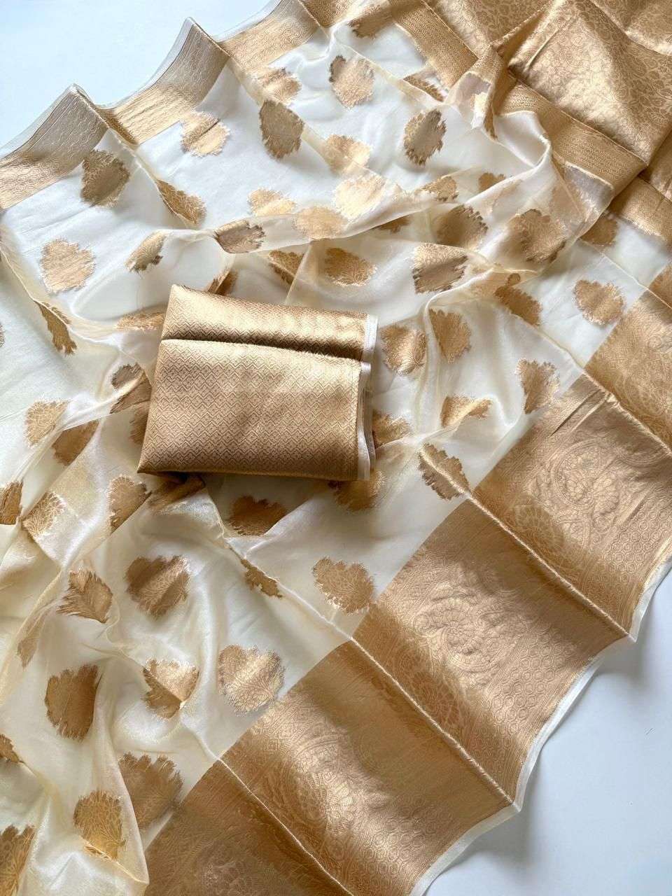 white silk Soft and pure Tissue Organza Fabric With Beautifu...