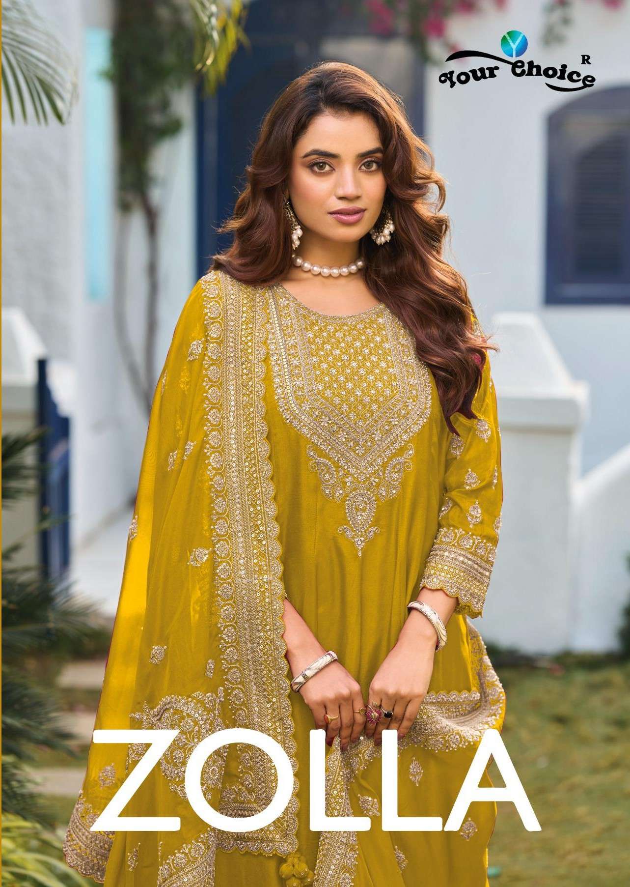 YOUR CHOICE ZOLLA HEAVY CHINON HEAVY WORK NECK AND DUPATTA S...