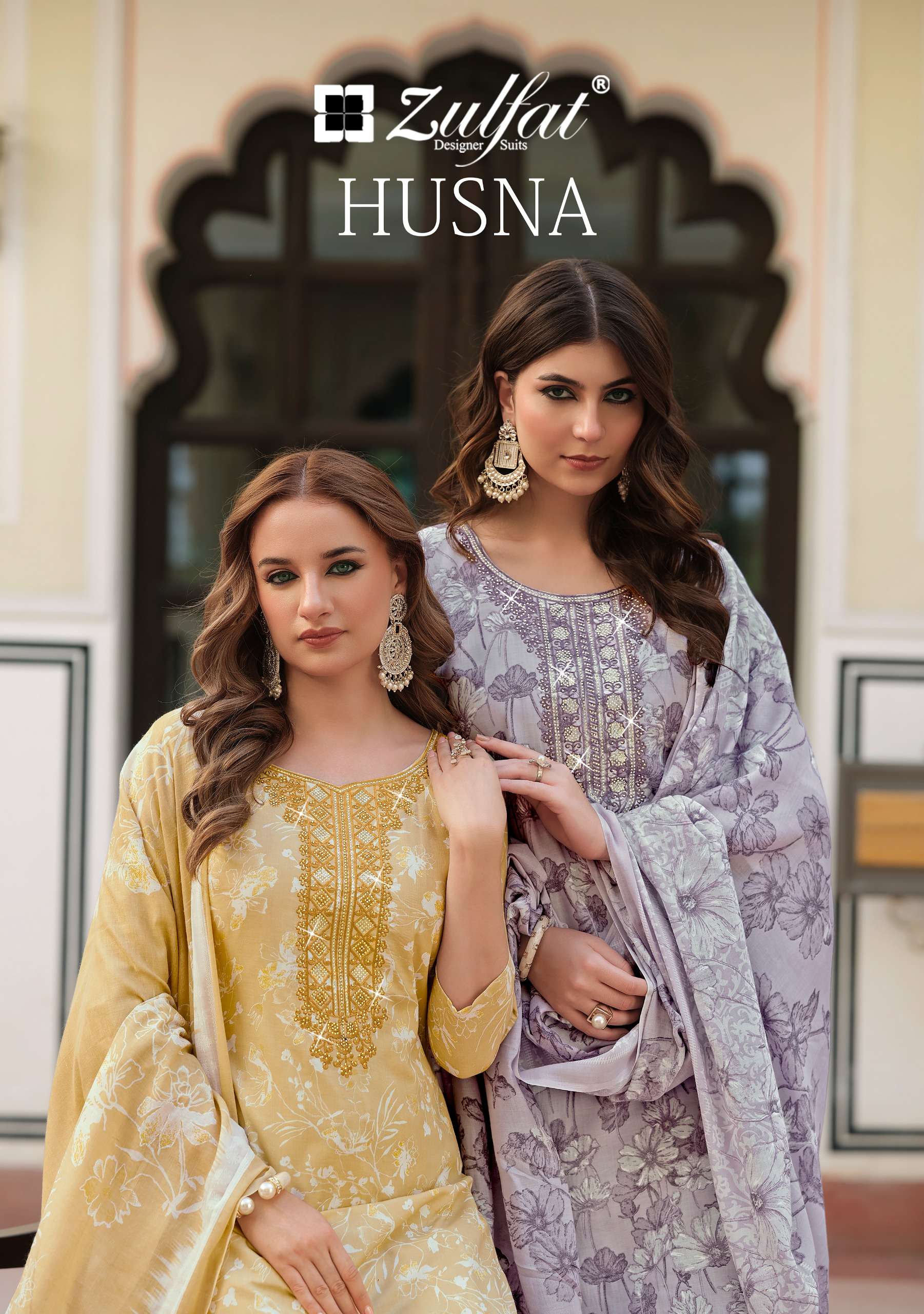 ZULFAT DESIGNER SUITS HUSNA COTTON EXCLUSIVE ZARKAN WORK SUI...